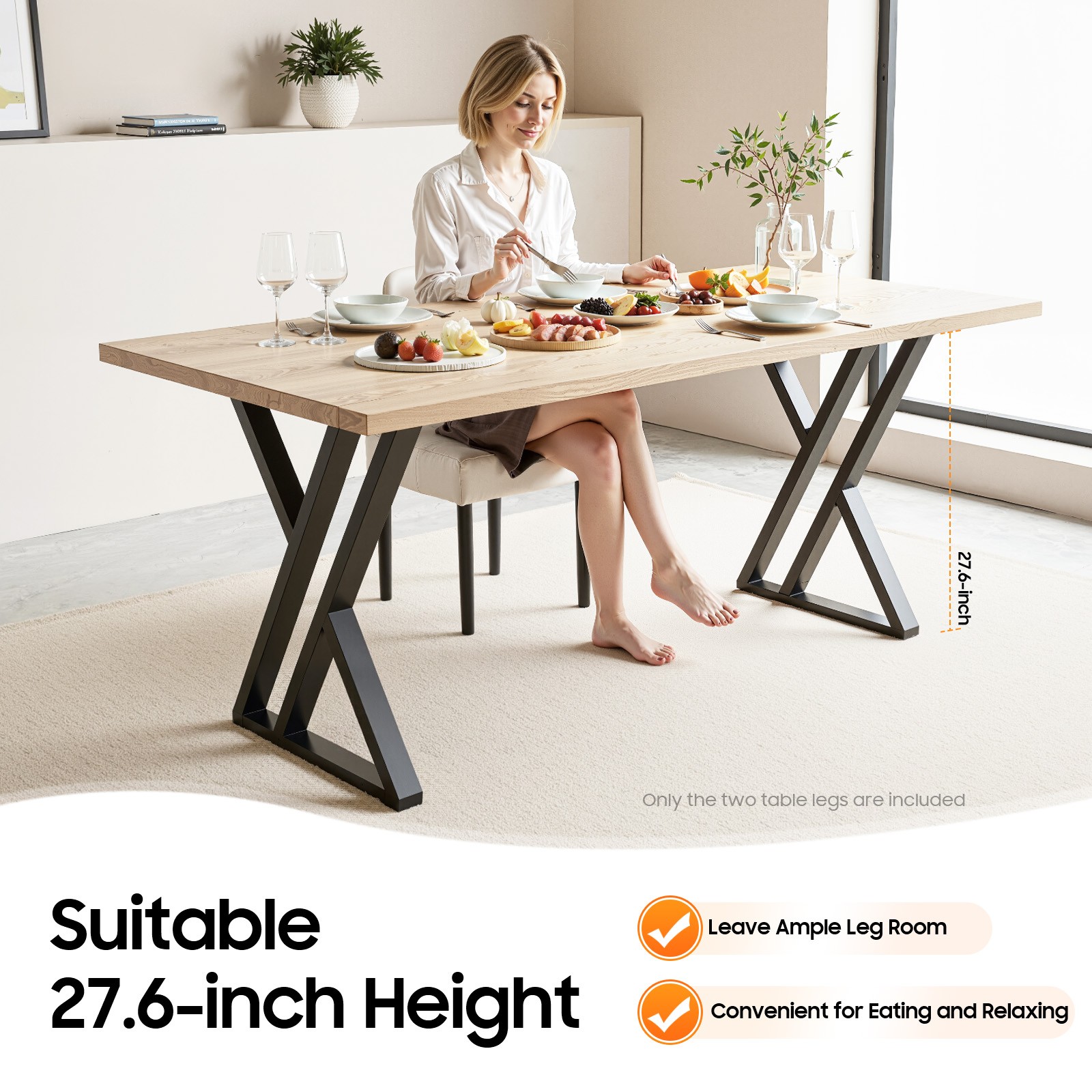 Modern Iron Table Legs X-Shaped Desk Legs Metal Furniture Dining Table Legs 2PCS