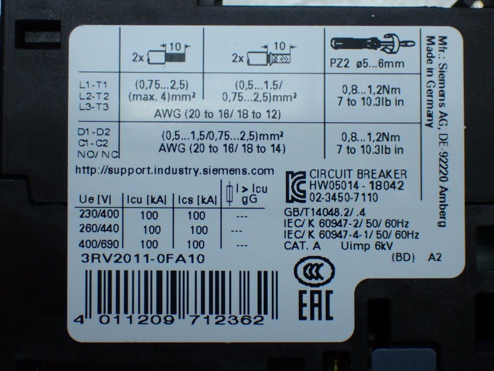 SIEMENS COMBINATION STARTER 3RA21100FA151BB4