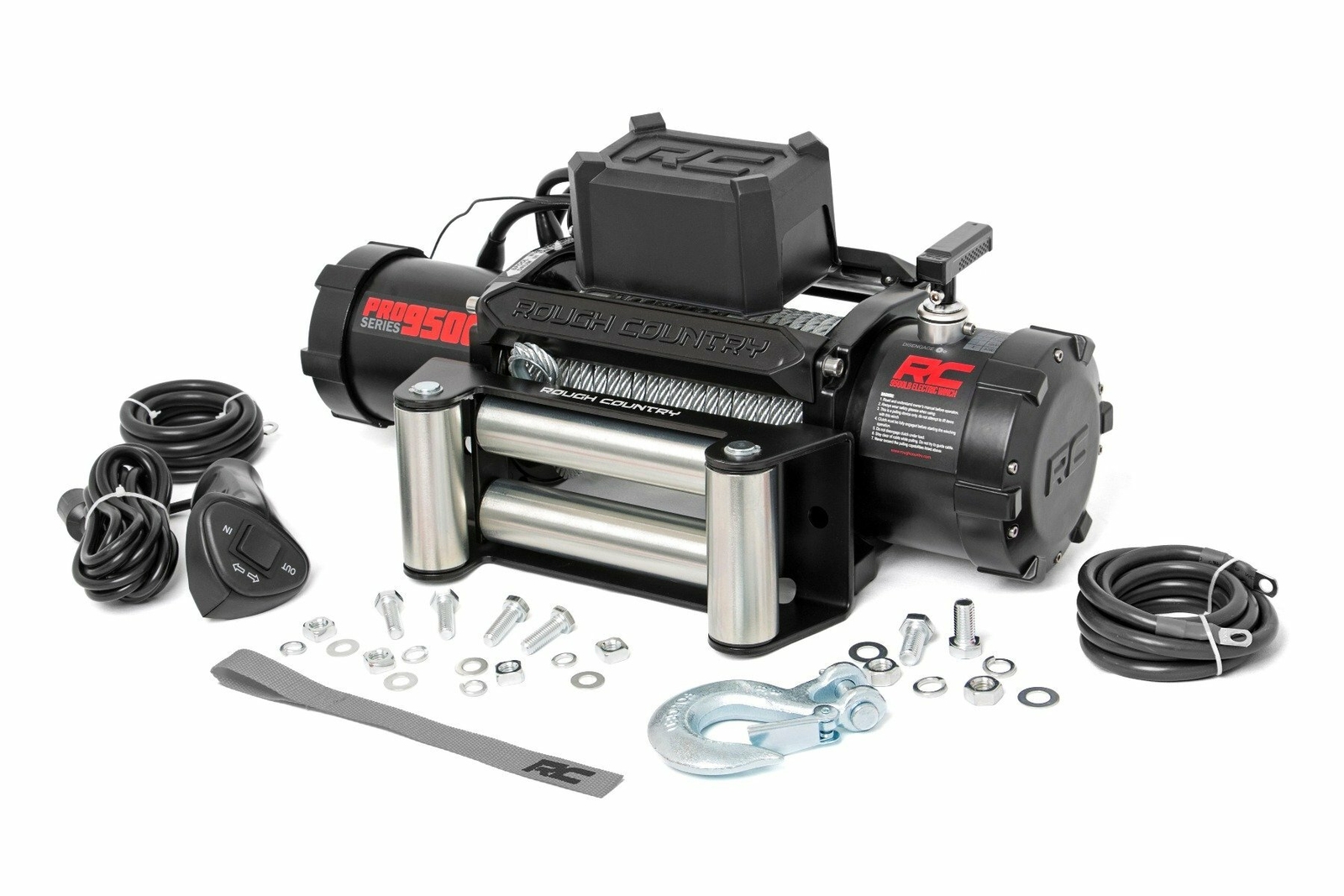 Rough Country 9500lb 12V Electric Pro Series Winch w/ Steel Cable; PRO9500