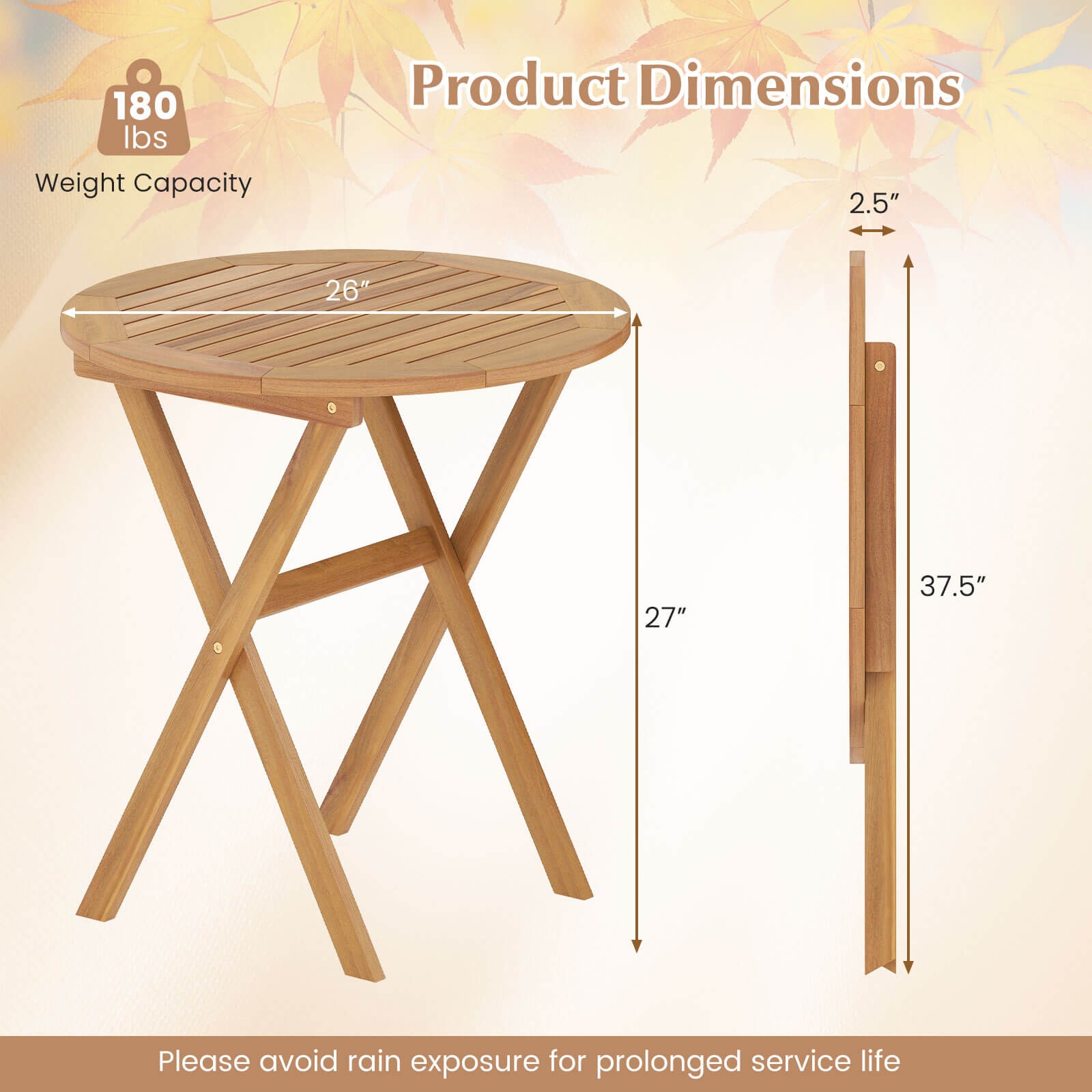 Outdoor Side Table with Slatted Tabletop & X-Shaped Structure Coffee Table
