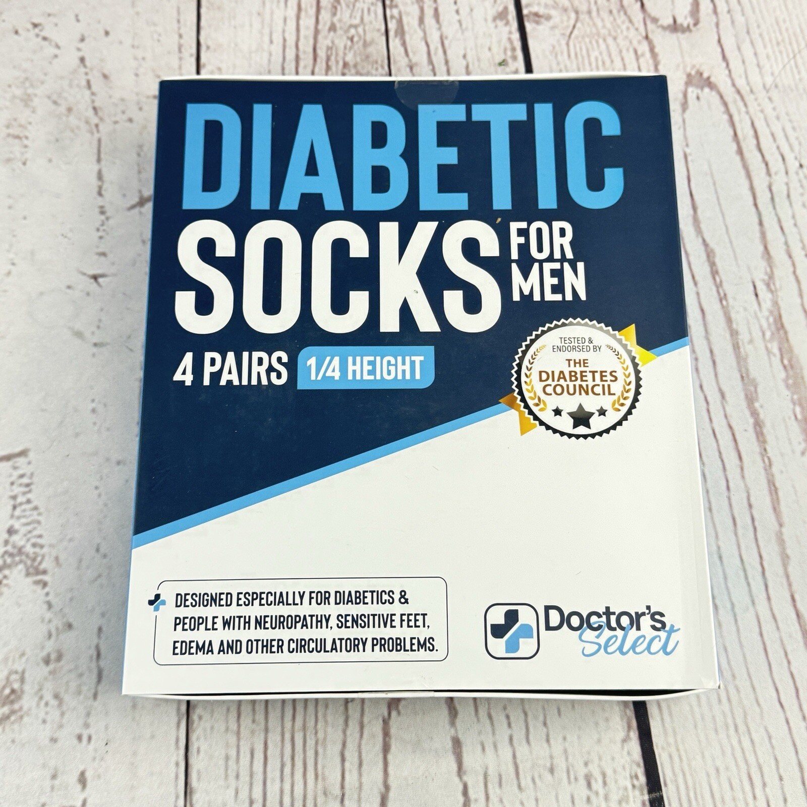 Doctor's Select Diabetic Socks for Men 4 Pairs Crew Neuropathy Socks Non-Binding
