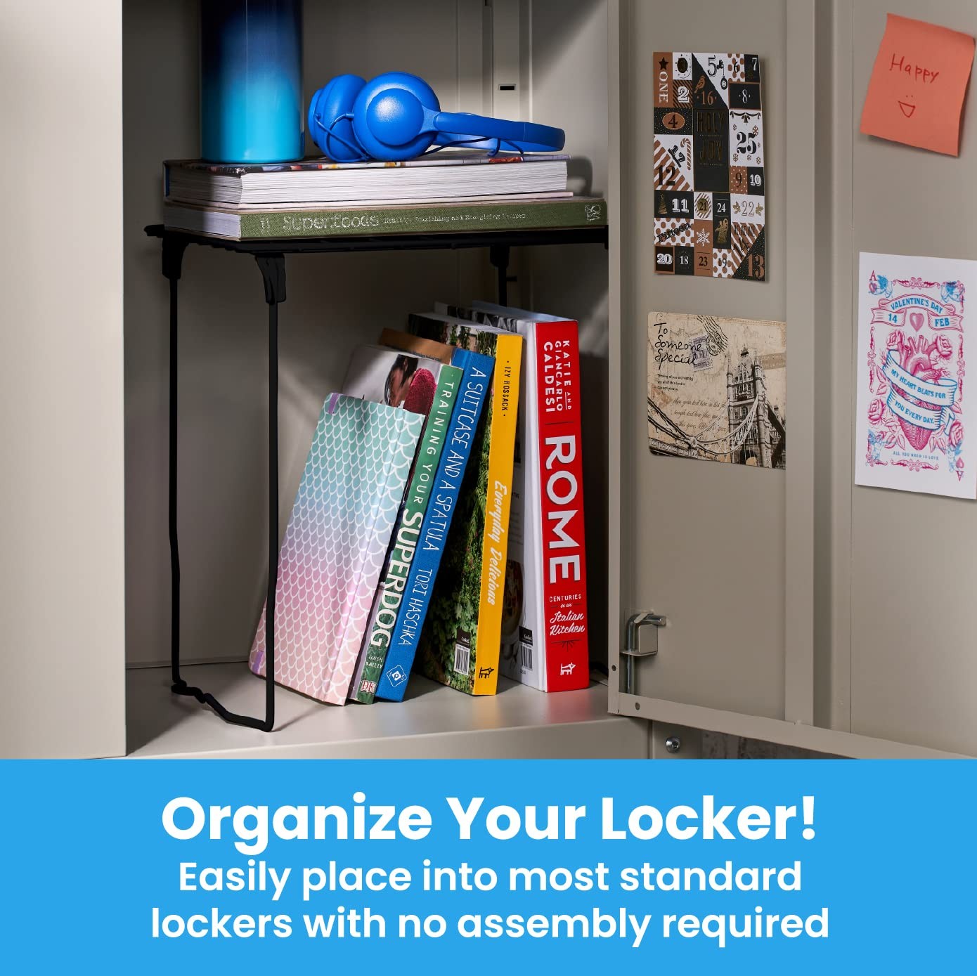 LockerMate Stac-A-Shelf Locker Organizer Shelf, Stackable, Standard, Black