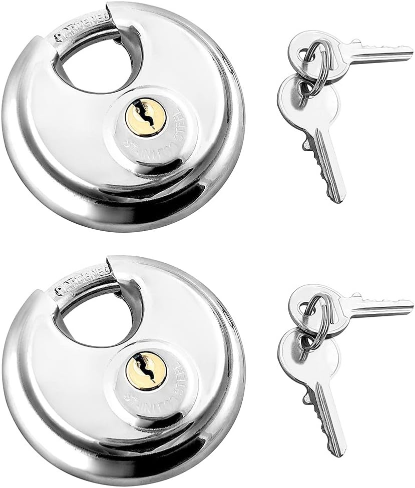 QWORK 2 Pack Disc Lock Heavy Duty Keyed Different for Storage