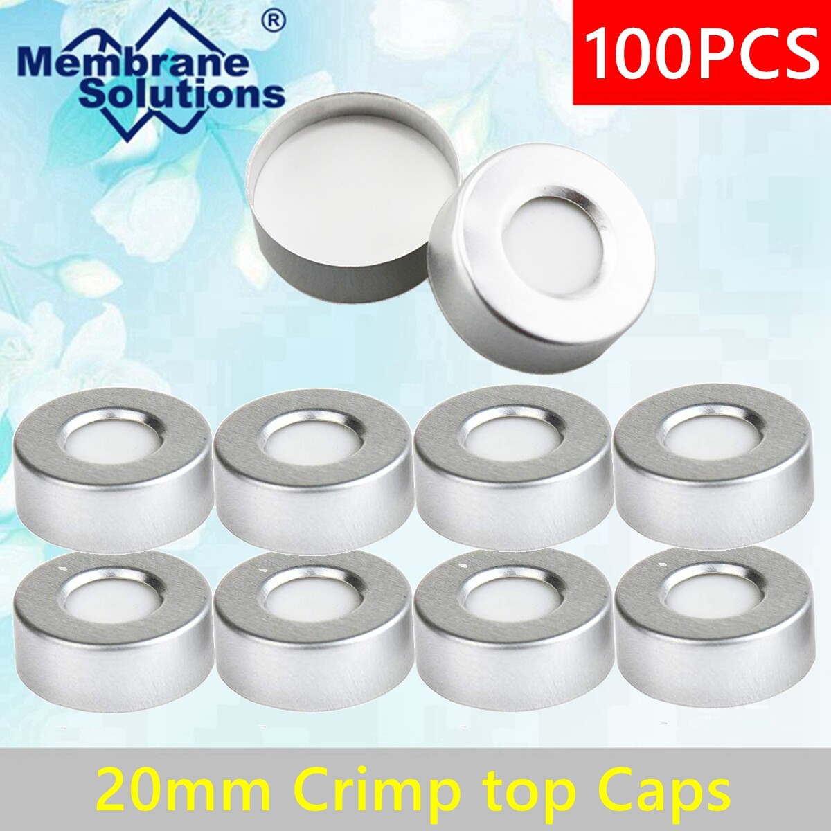 100- 20mm Crimp Cap LAB PTFE&White Silicone Septa F 6ml/10ml/20ml Crimp top Vial