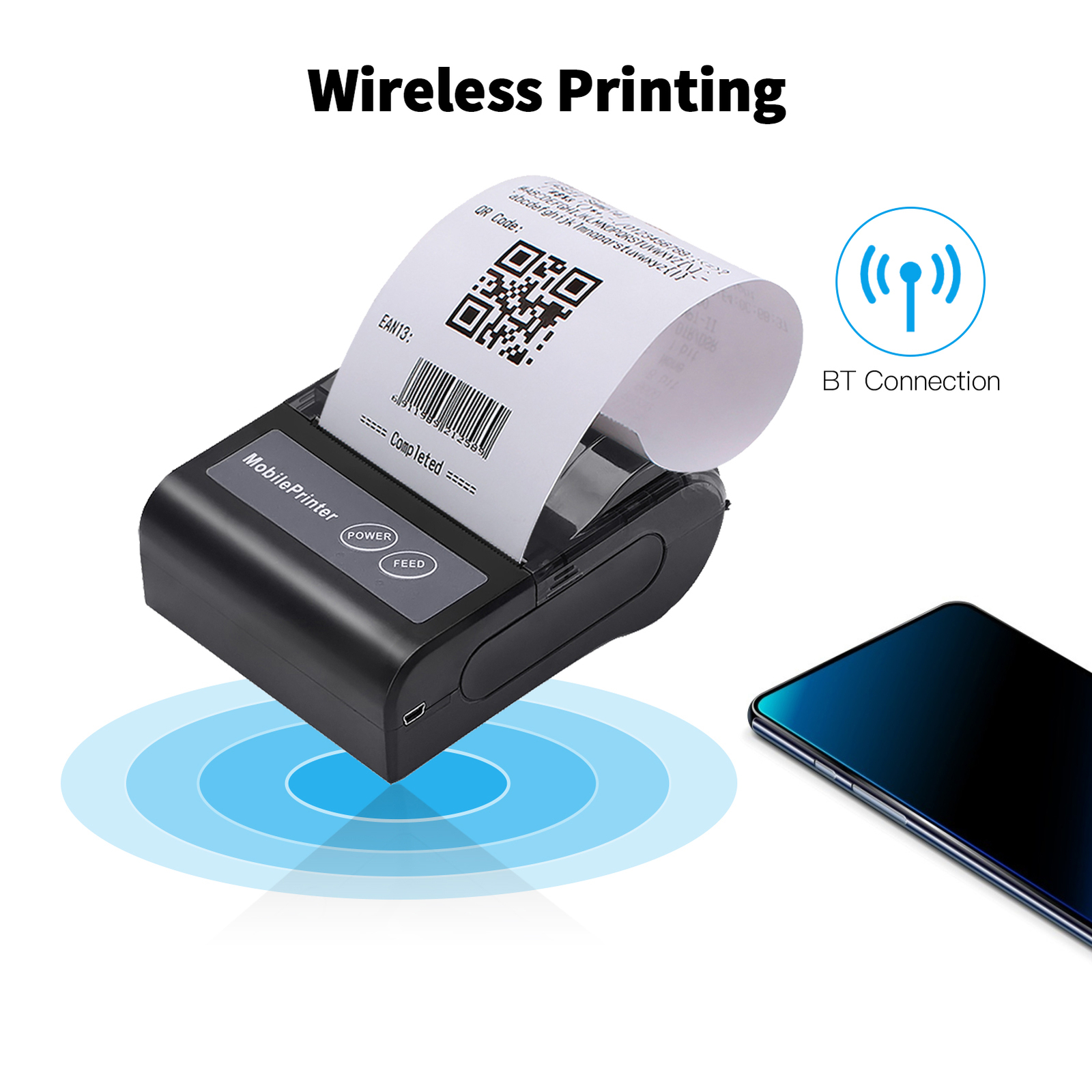 Portable 80mm Thermal Receipt Printer Bill POS S5J9