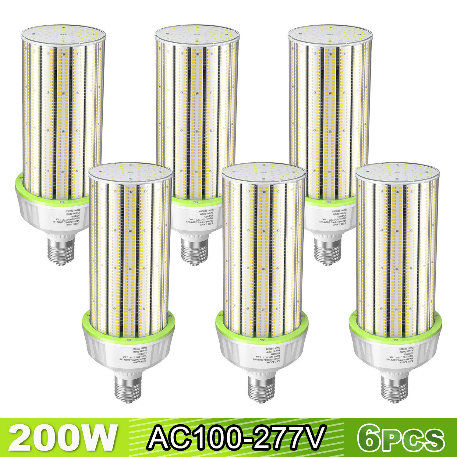 6Pcs 200W LED Corn Light Bulb E39 Mogul Base Replace 1000W MH HPS Warehouse Lamp