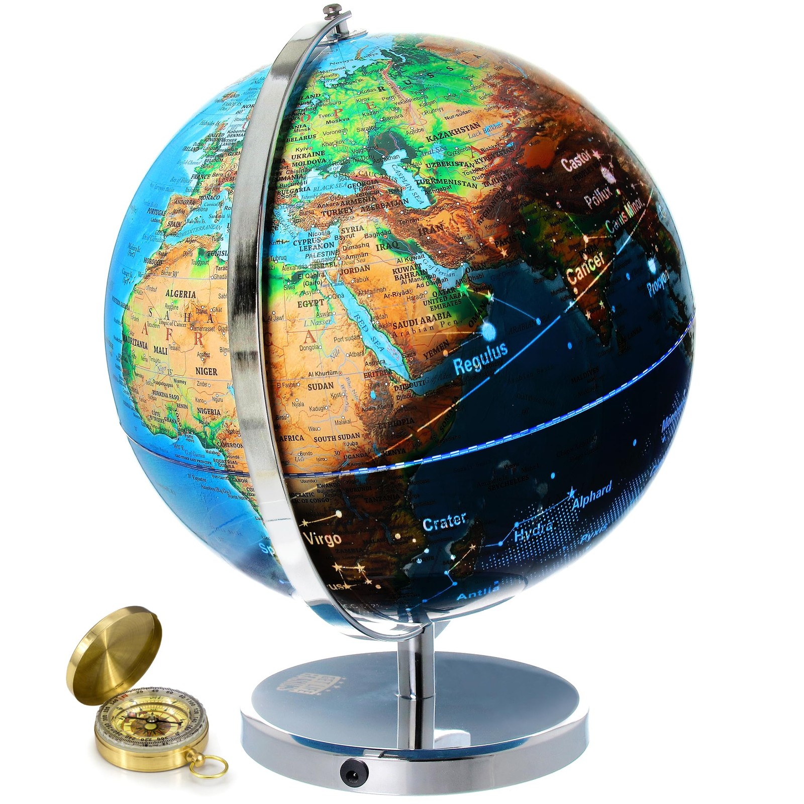 Get Life Basics 13” Illuminated Constellation World Globe for Kids & Adults