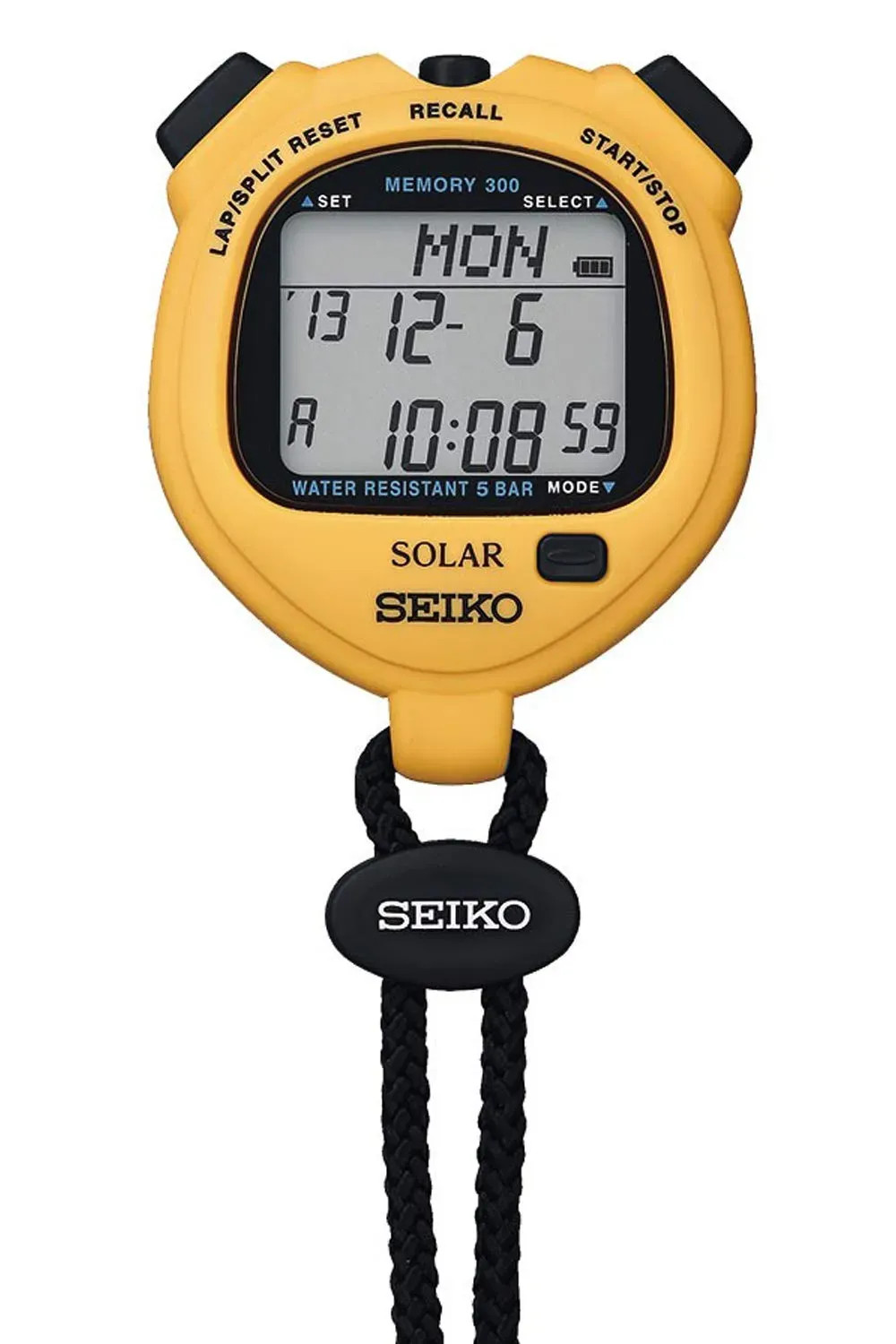 Japan NEW Seiko SOLER STANDARD Yellow Stopwatch SVAJ003 Solar-Powered 300 Memory