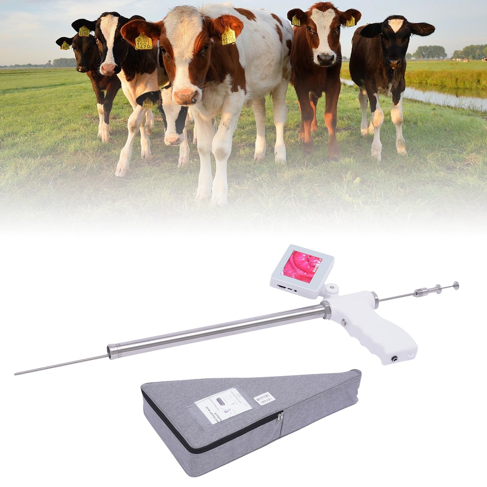 Insemination Kit w/ Adjustable HD Screen For Cows Cattle Visual Insemination Gun