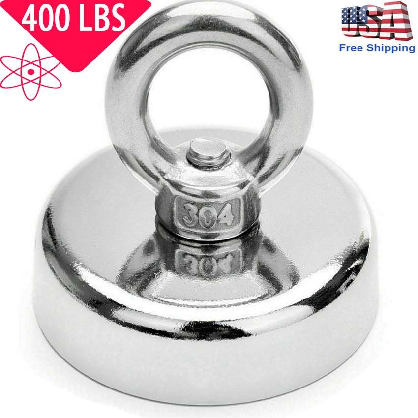 400LBS Neodymium Fishing Magnet Pulling Force Super Strong Round Rare Earth Hook