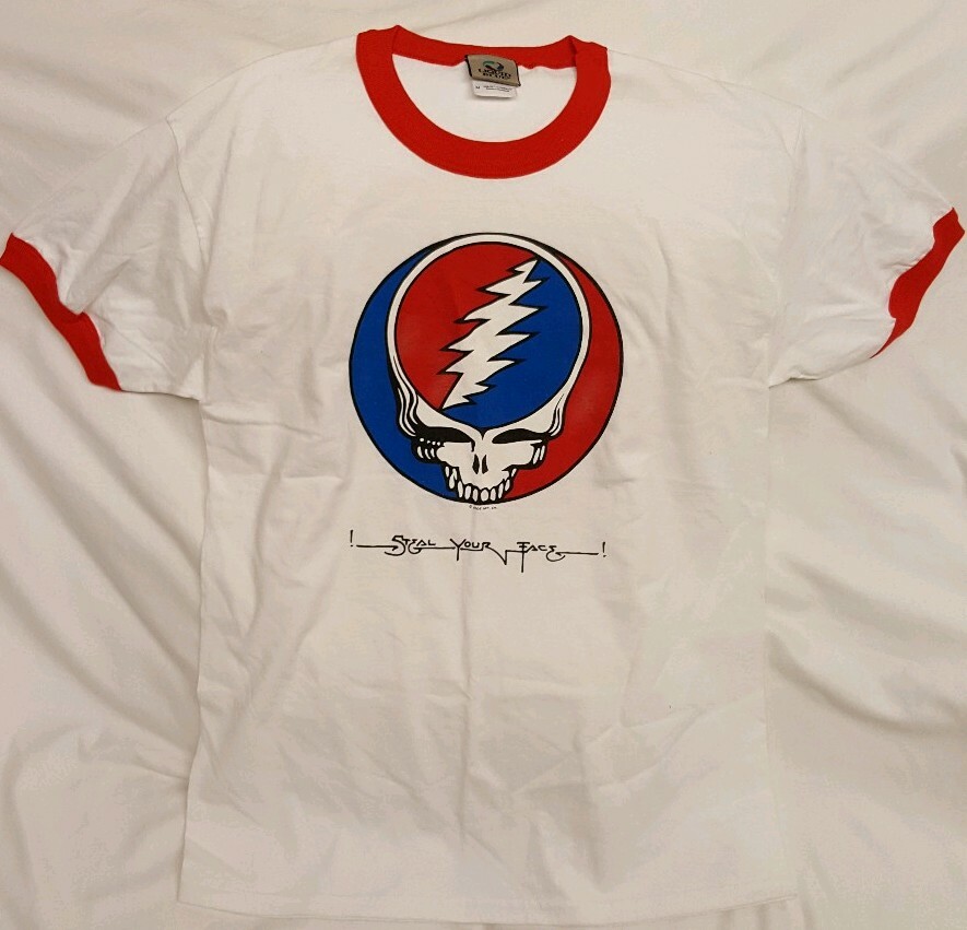 Grateful Dead 2005 Liquid Blue Ringer T Shirt Size Medium "Steal Your Face"