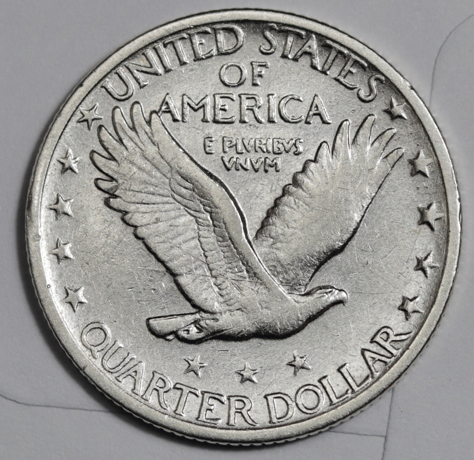 1920 Standing Liberty Quarter. Error. Clashed "E". VF-XF. 206394