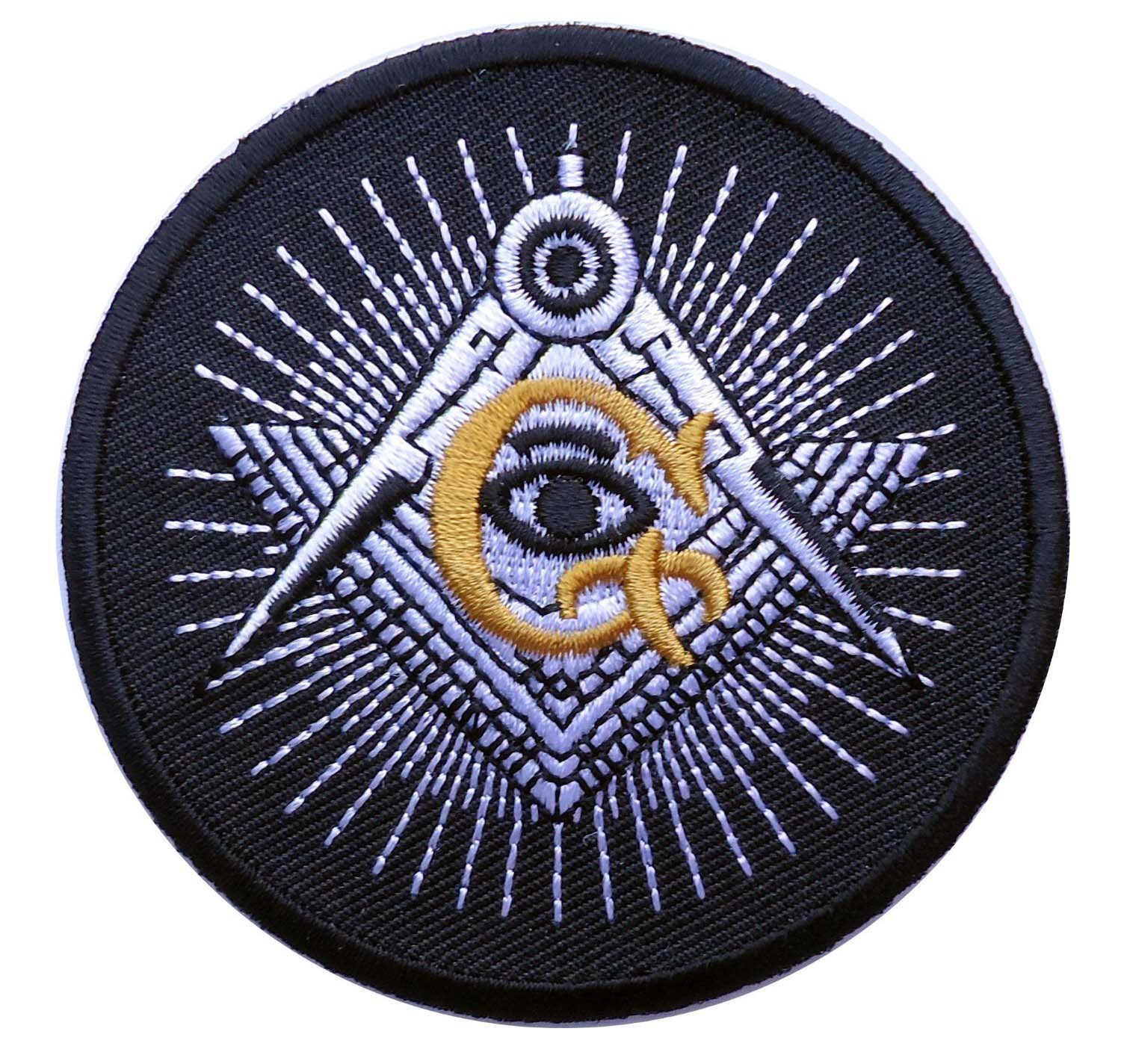 MASONIC SQUARE COMPASS G EYE EMROIDERED IRON ON PATCH