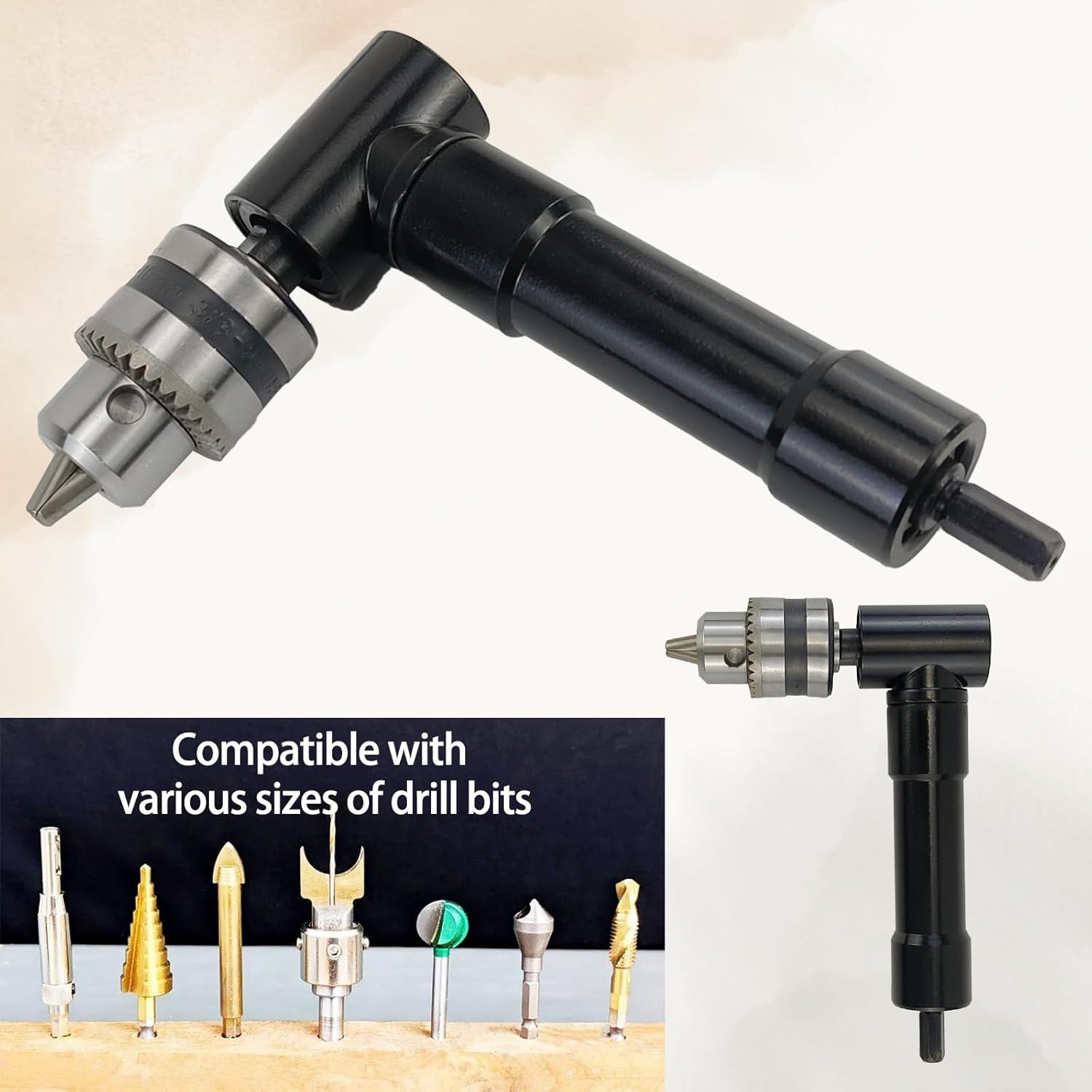 Right Angle Attachment 90 Degree Cordless Right Angle Drill Adapter with 3/8" Ke