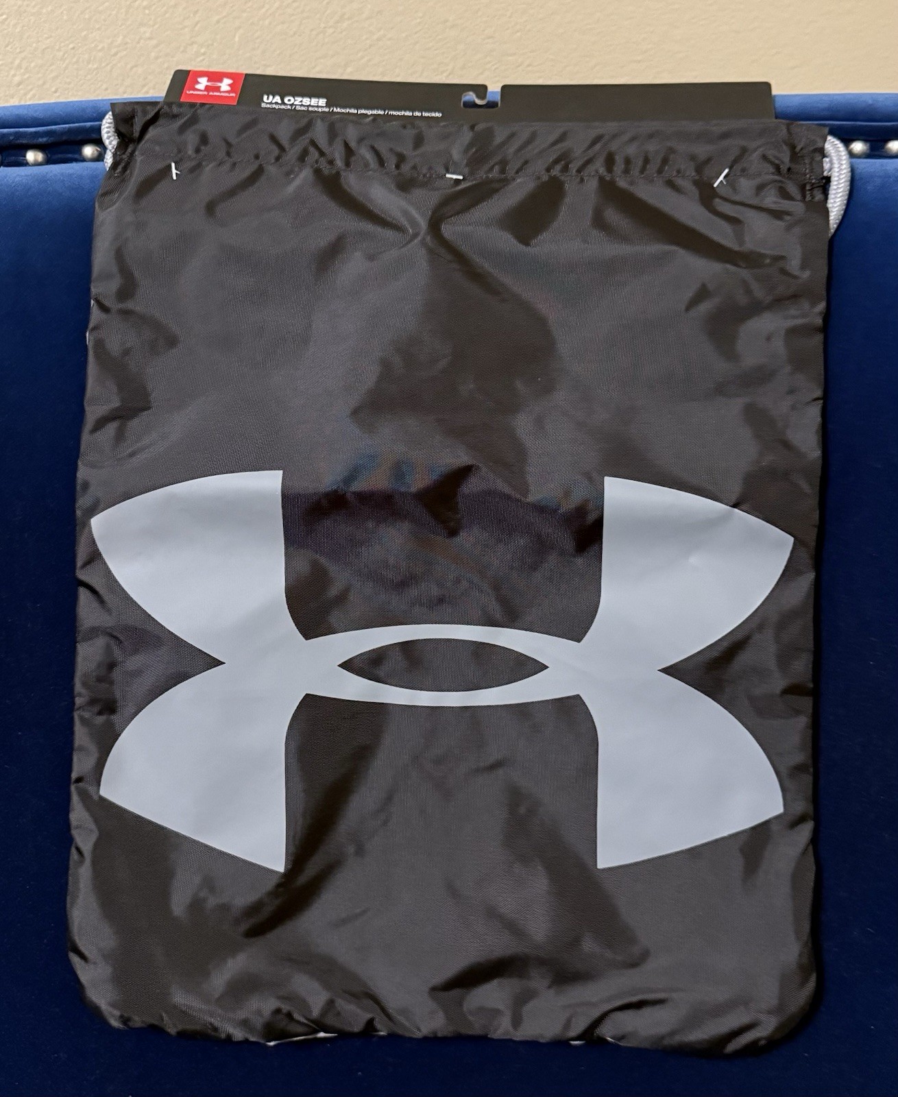 Under Armour Unisex UA OZSEE Sackpack Black Front W/ Gray Back Gray Straps New