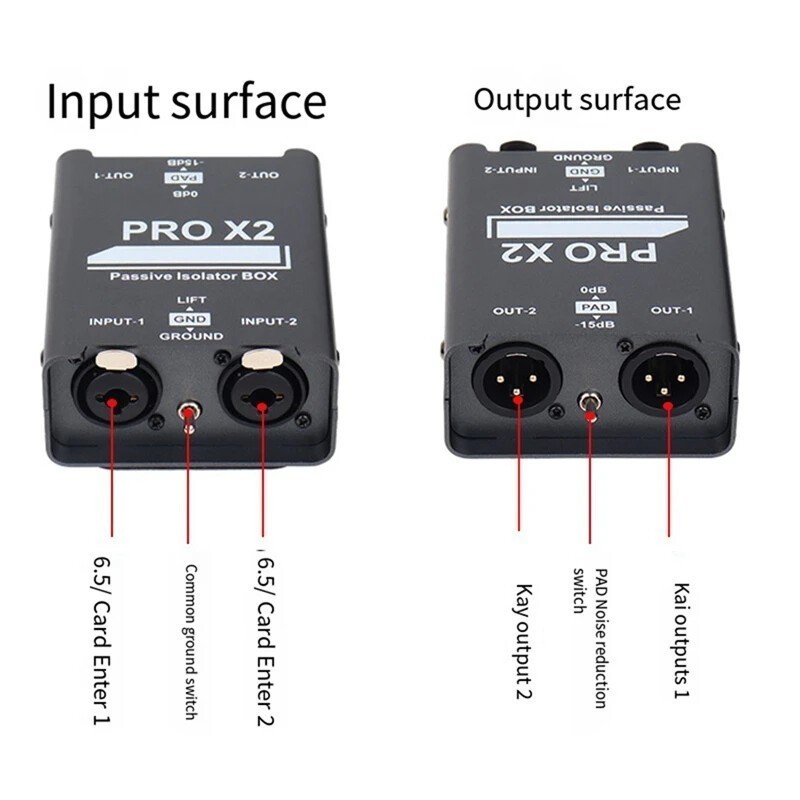 Audio Current Eliminator XLR 6.5 Isolator 2-Way Audio Isolator Black