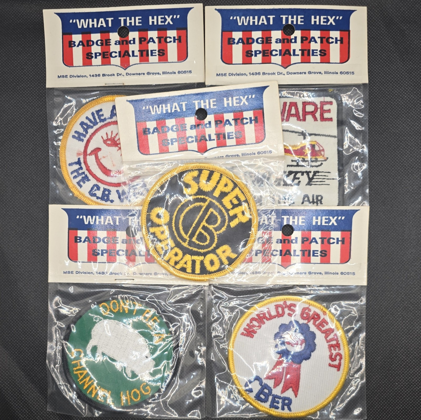 Lot of 5 Vintage 1970s CB Radio Patches Unused NOS What The Hex Made in USA