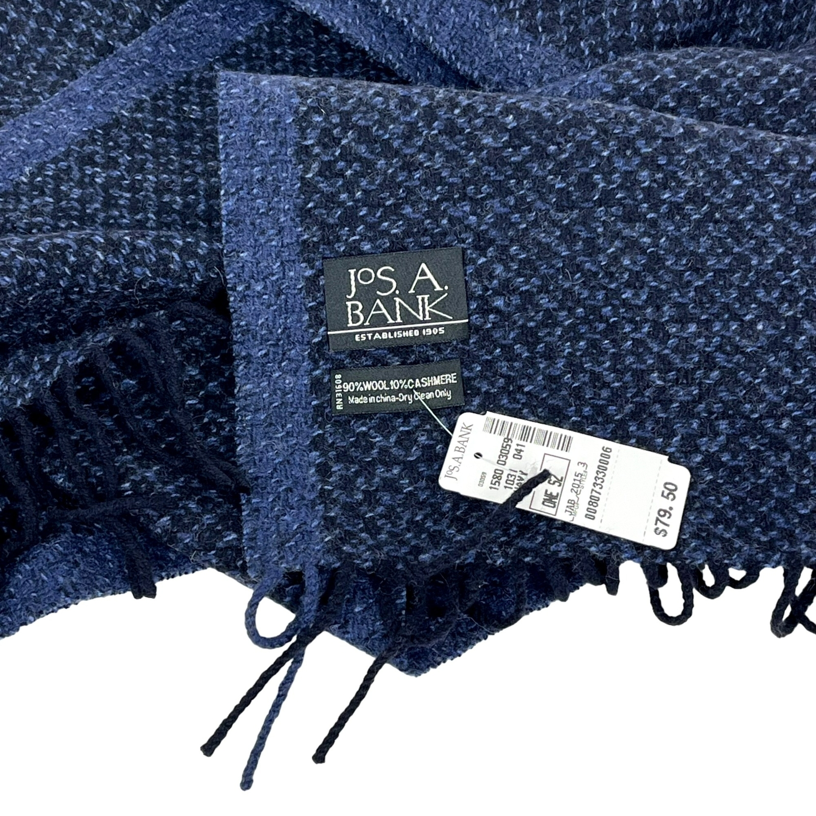 Jos. A Bank Wool-Blend Scarf Black/Blue NWT