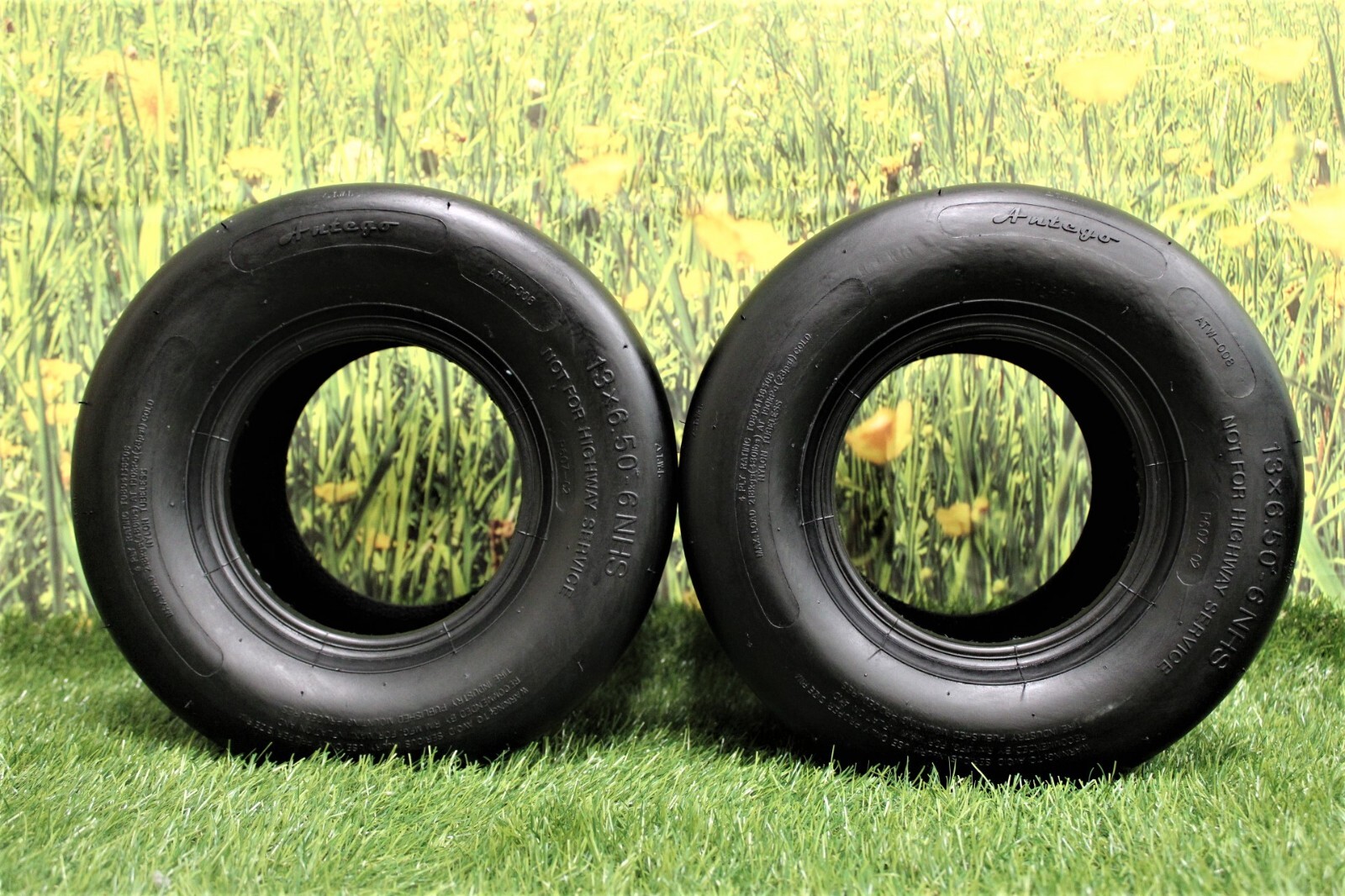 Antego 13x6.50-6 Turf Lawn Mower Tires 4 Ply Tubeless 2 Pack 480 lb