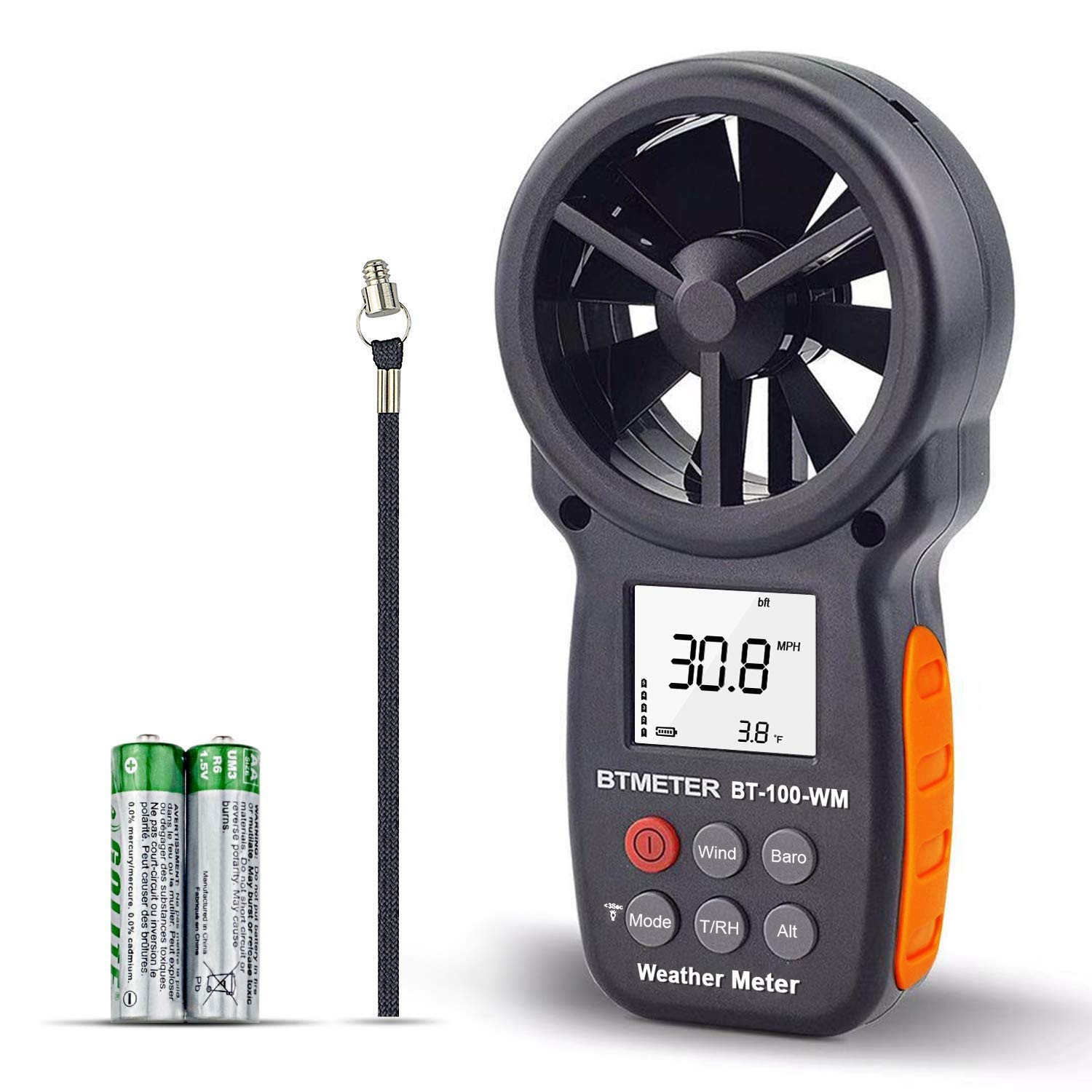 BTMETER Digital Anemometer Barometer Handheld, for Wind Speed Temperature Wind C