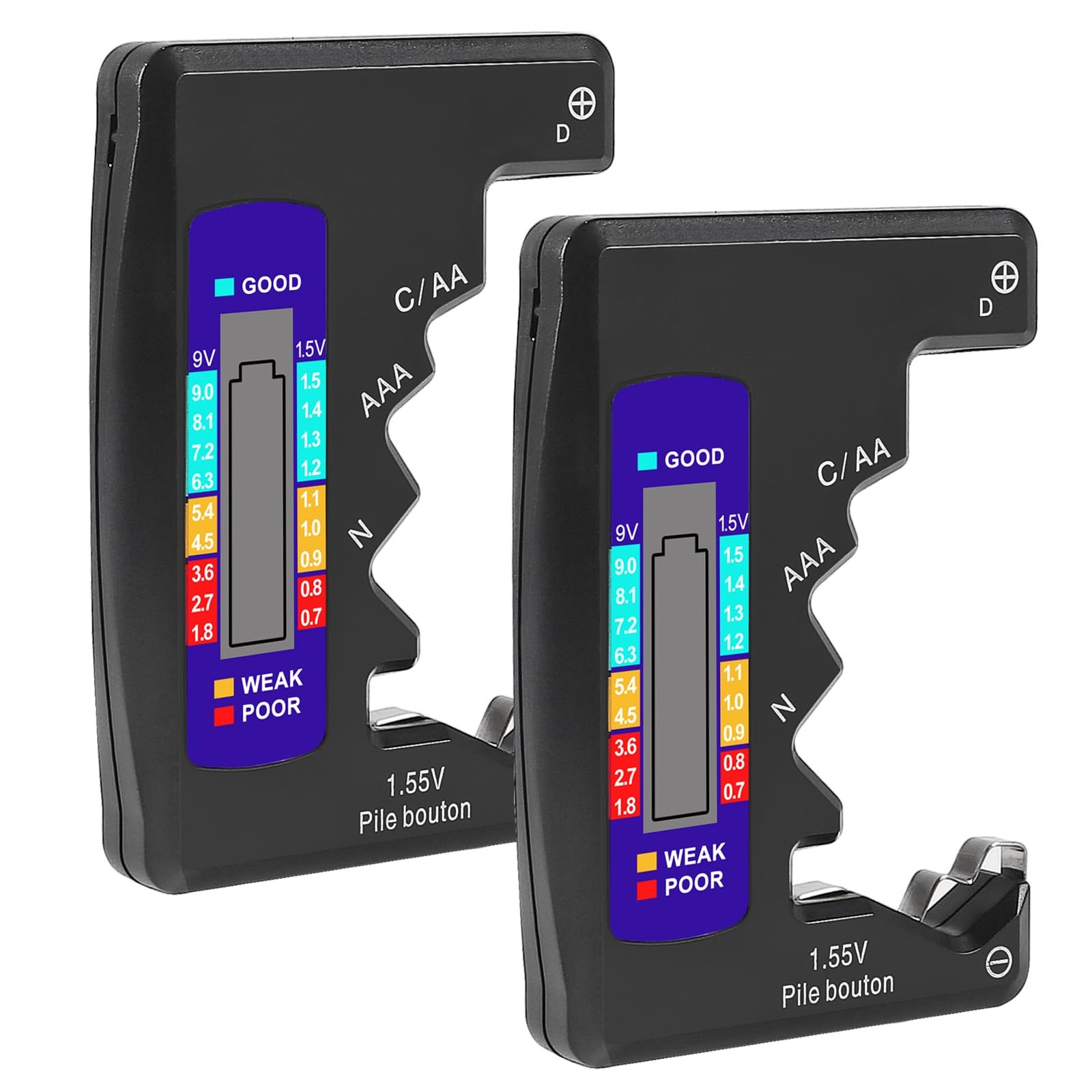UMLIFE 2PACK BT-886 Battery Tester Checker BatteryTester 2PCS black