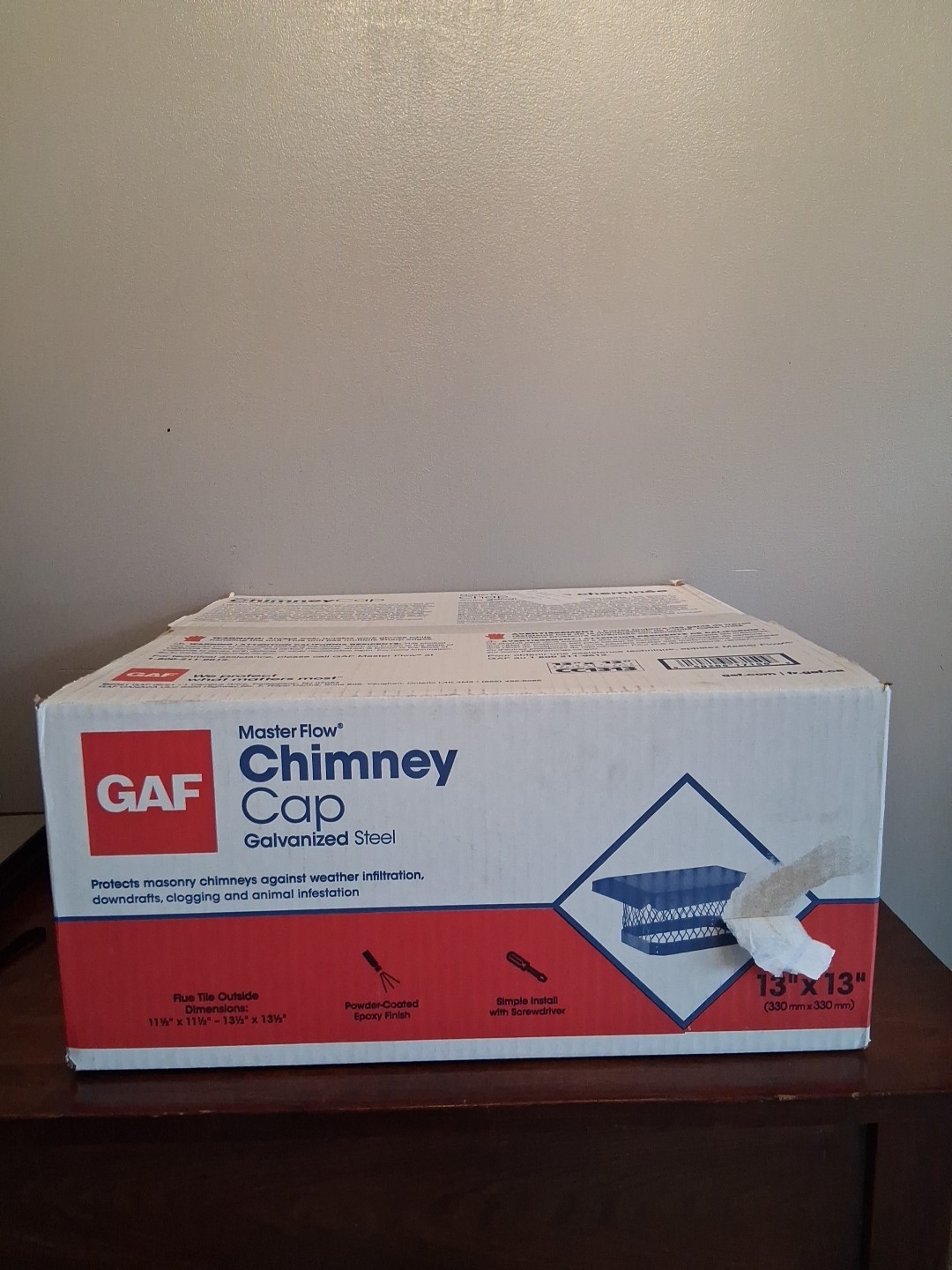 Master Flow 13 in. x 13 in.  Galvanized Steel Fixed Chimney Cap CC1313 Black