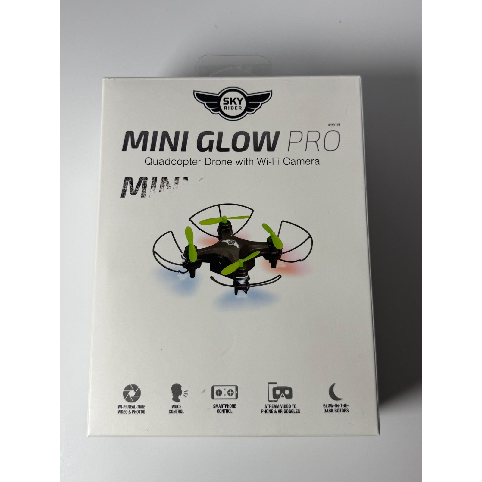 Sky Rider Mini Glow Pro Quadcopter Drone Wi-Fi Camera DRW417B Black Green