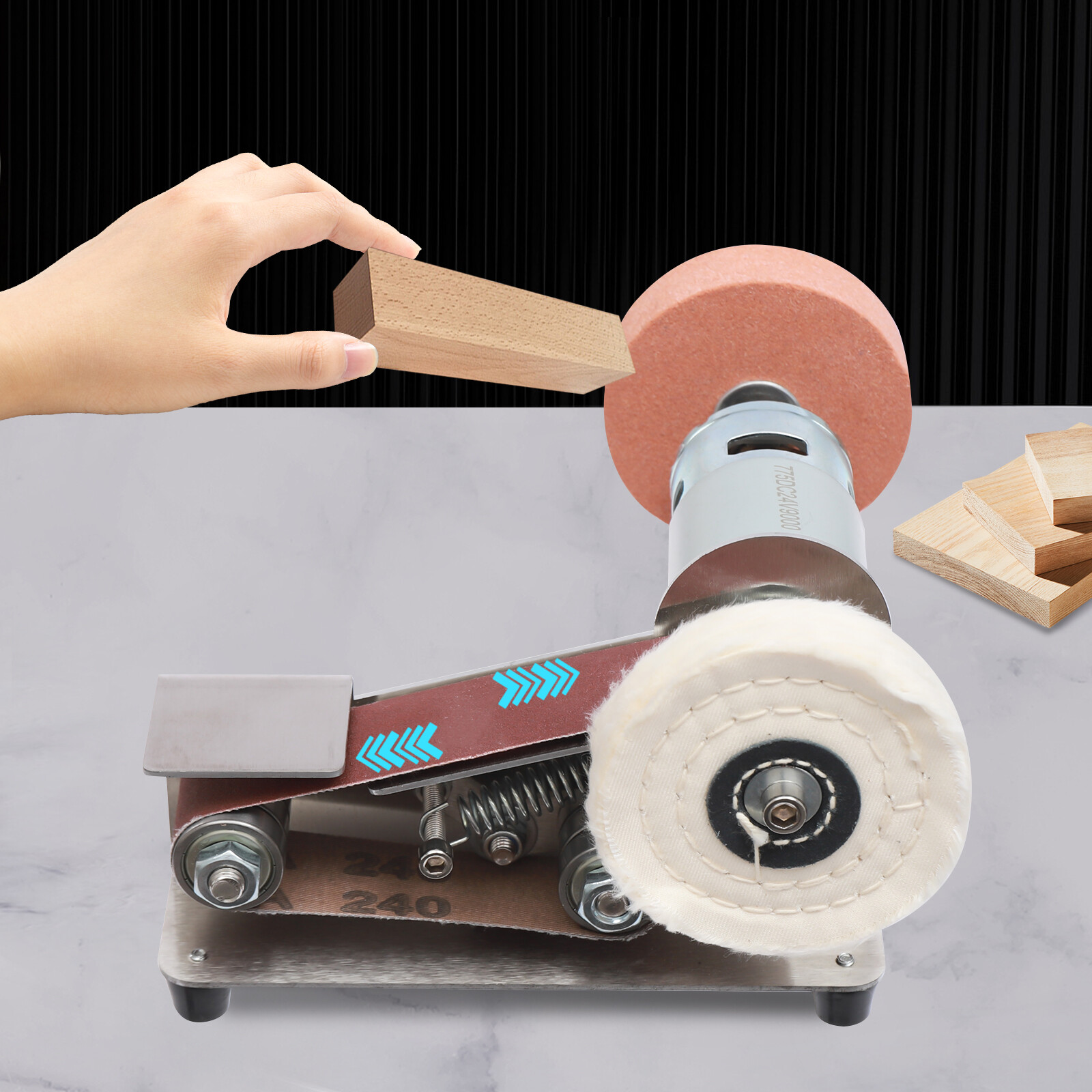 7-Stage Electric Adjustable Polisher Belt Sander Small Belt Sanding Machine 150W