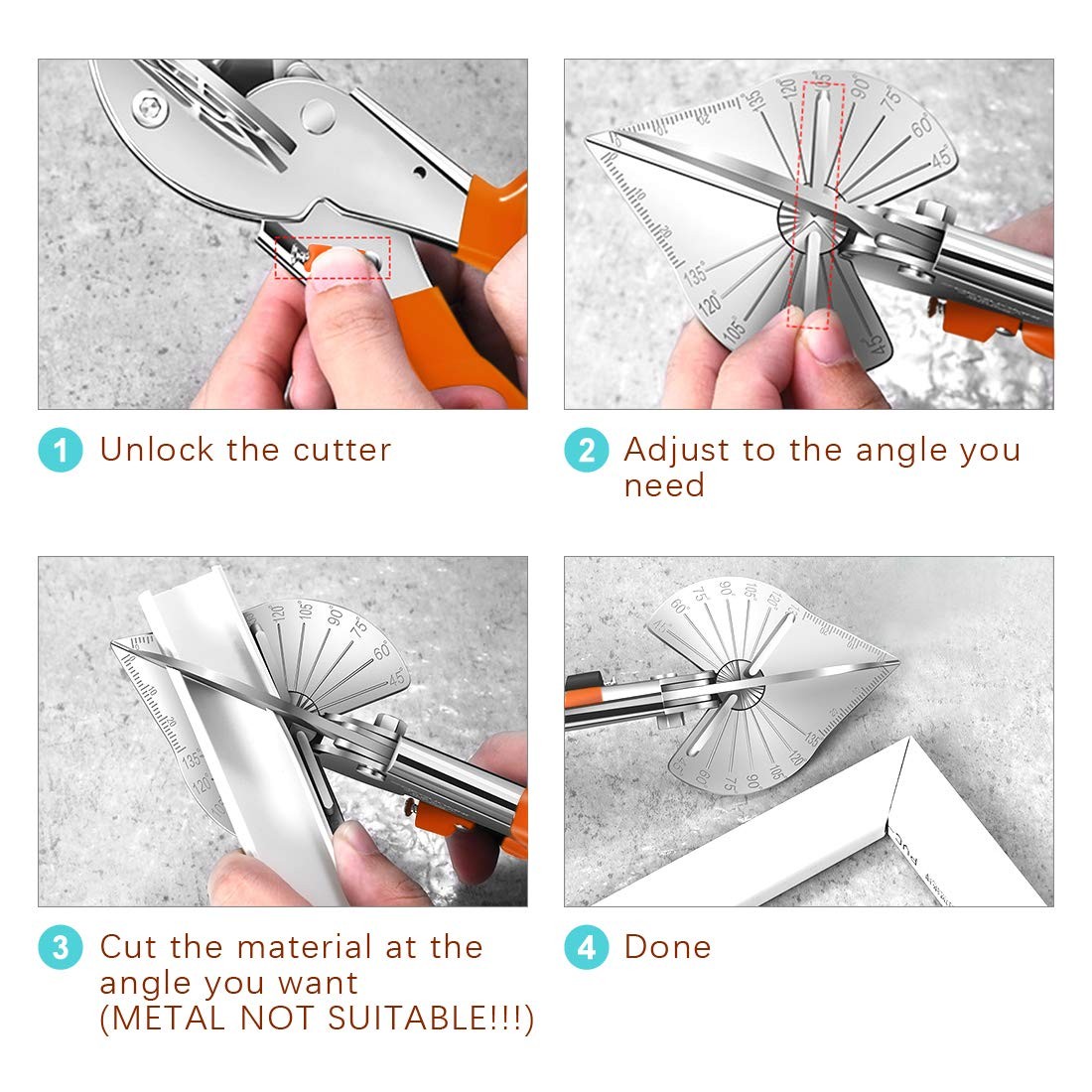 Multi Angle Miter Shear Cutter 45-135° with 5 Blades for DIY Projects