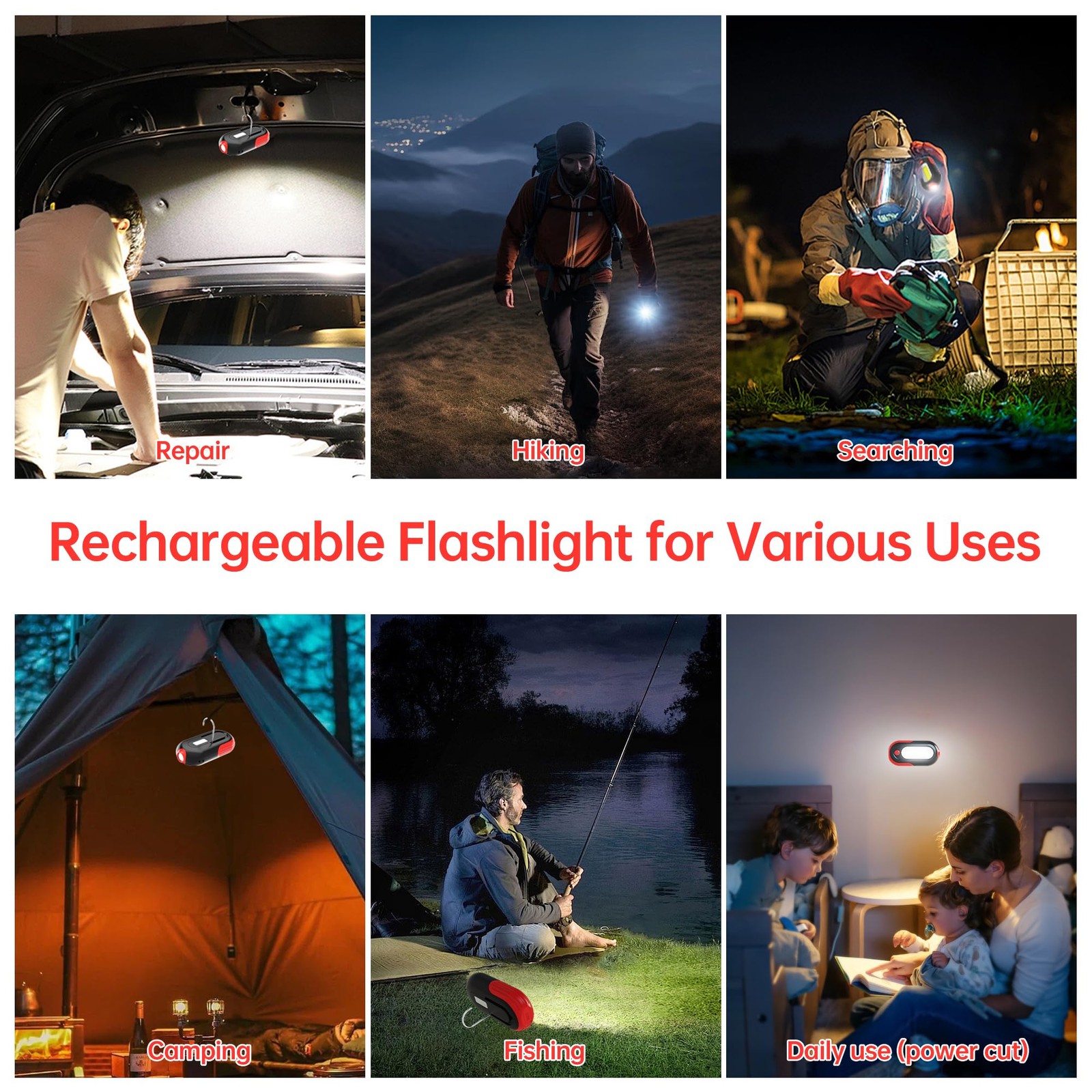 Magnetic Work Light Rechargeable, 400LM LED Work Light with COB Floodlight & Spo