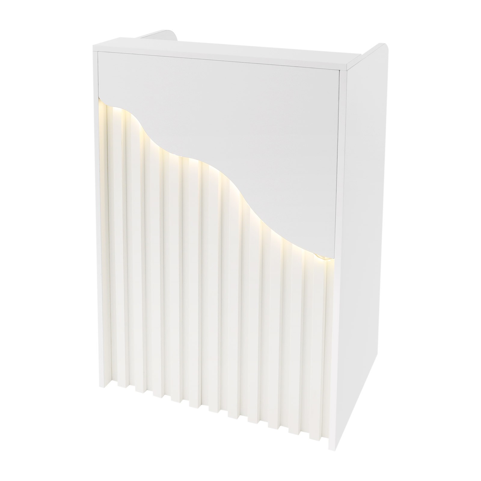 Modern Melamine Reception Desk LED Light Front Counter Checkout Desk w/ Storage