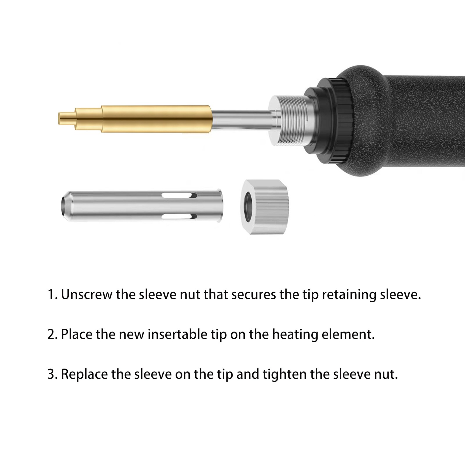 6 Pack Heat Set Insert Tool, Soldering Iron Tips for Thread Inserts M2 / M2.5 /