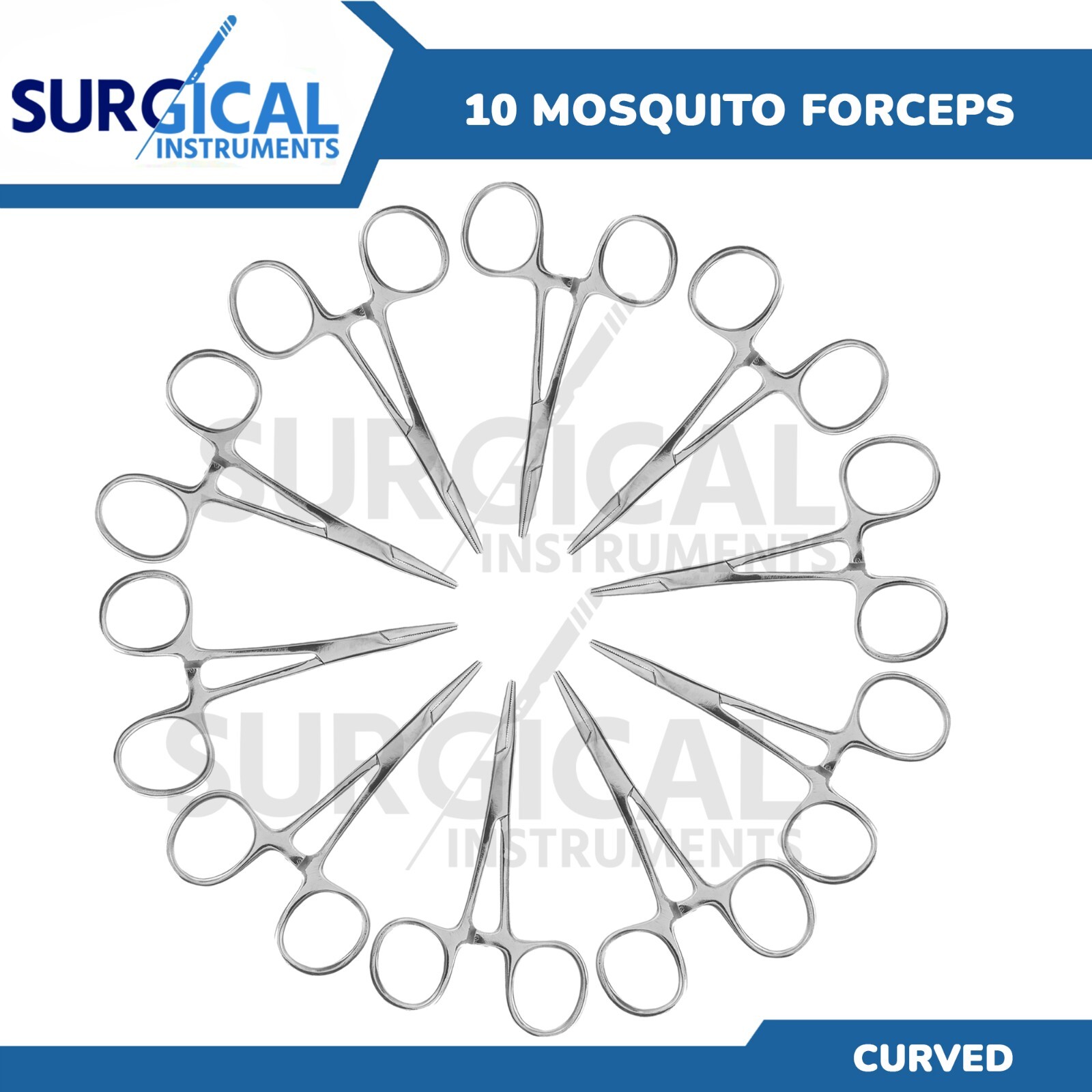 10 Pcs Mosquito Hemostat Locking Forceps 5" Curved Stainless Steel German Grade