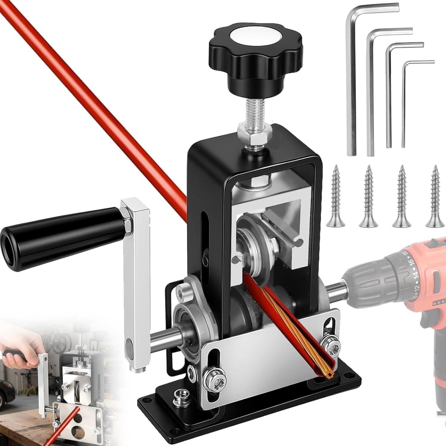 Compact Copper Wire Stripping Tool - Easy Manual Cranking & Drill Compatible