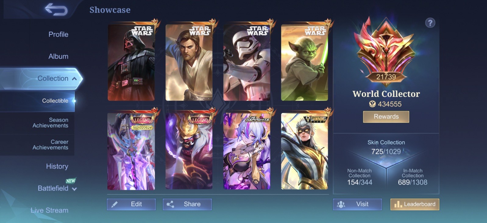 RARE STAR WARS SKINS FOR MOBILE LEGENDS BANG BANG, WORLD COLLECTOR, ALL HEROES