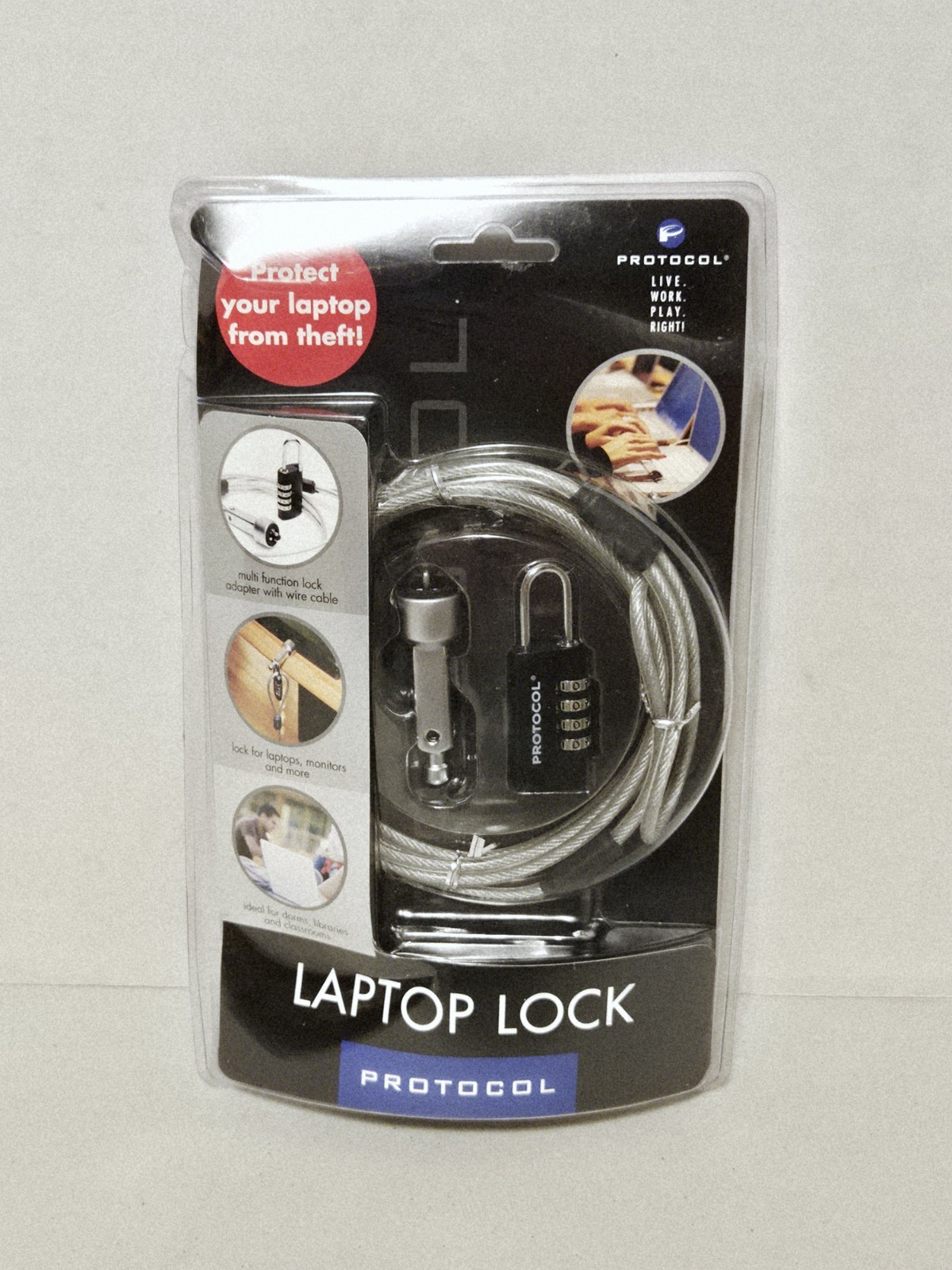 Protocol Secure Laptop Cable Selectable Combination Lock Anti-Theft - Brand New!