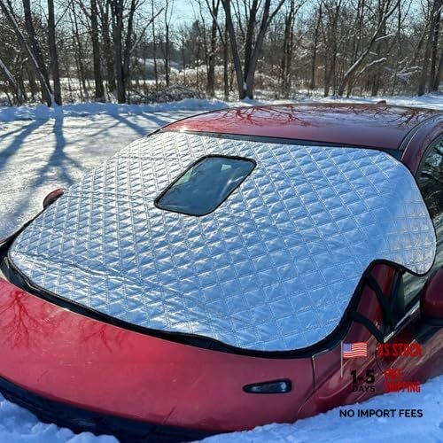 Car Windshield Cover for Ice and Snow, 72.83"×38.58" Weatherproof Car Silver