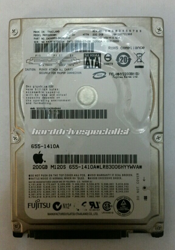 Fujitsu MHY2200BH 200GB SATA Laptop Drive P/N:CA06889-B428000AP F/W:0081000D