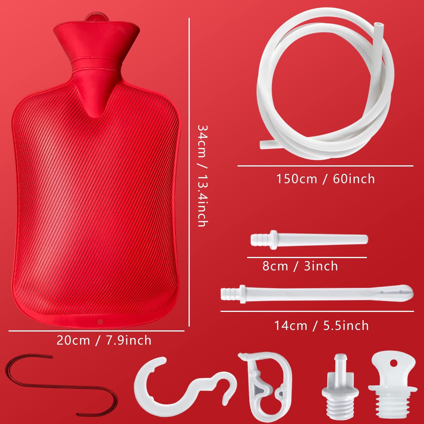 2L Enema Bag Kit with Flow Control, 2 Tips, Reusable Douche Cleaner