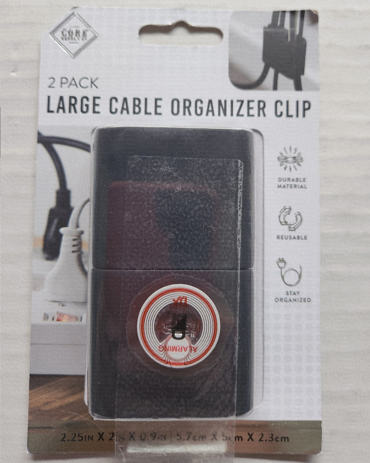 Core Supply Co. 2=Pack Large Cable Organizer Clip - 2.25 in X 2 in X 0.9 in