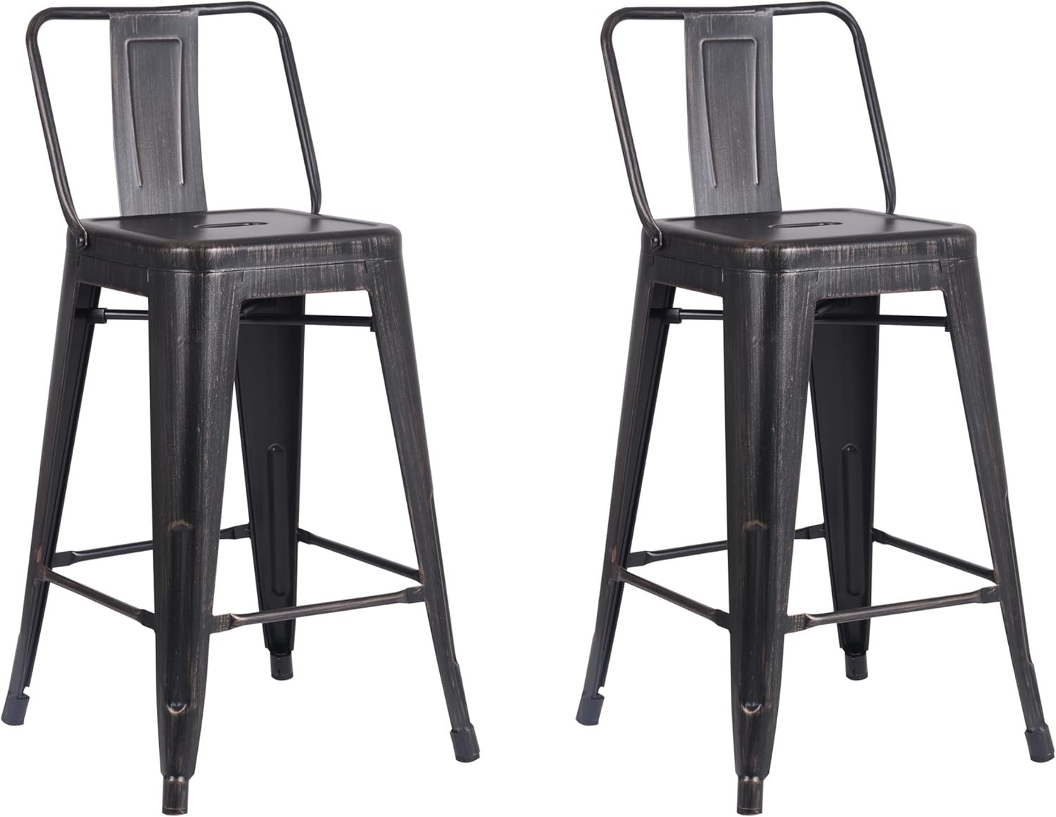 Modern Industrial Metal Bar Stool with Bucket Back & 4-Leg Design Light Weight