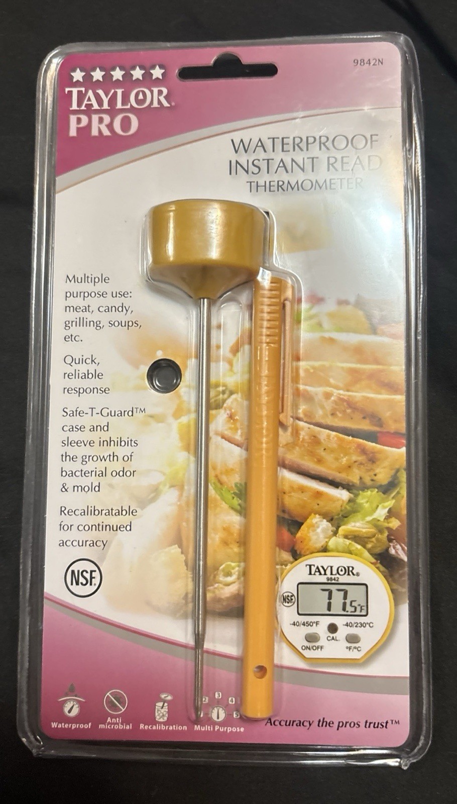 Taylor Pro 9842N Water Proof Instant Read Thermometer with Case New In Package