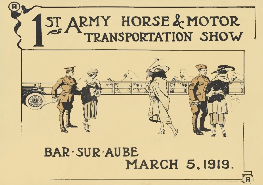 1st Army Horse & Motor Show. 1919. Bar sur Aube France - laminated posterA3