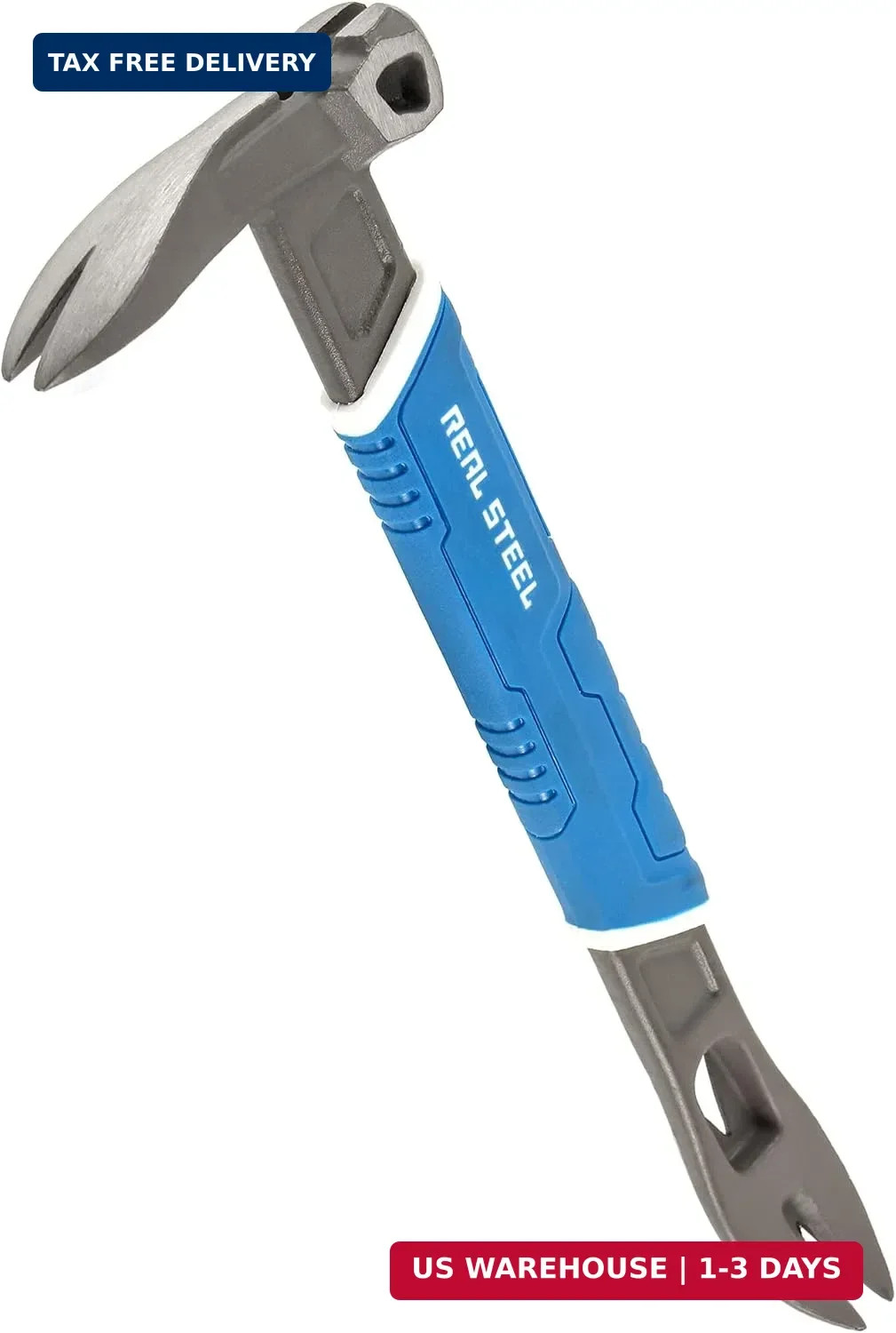 REAL STEEL 10" Nail Puller Cats Paw Pry Bar with Magnetic Hammer Head Crowbar fo