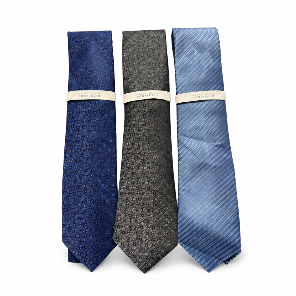 Perry Ellis Portfolio Men’s Ties Geometric Striped Classic Necktie Lot of 3