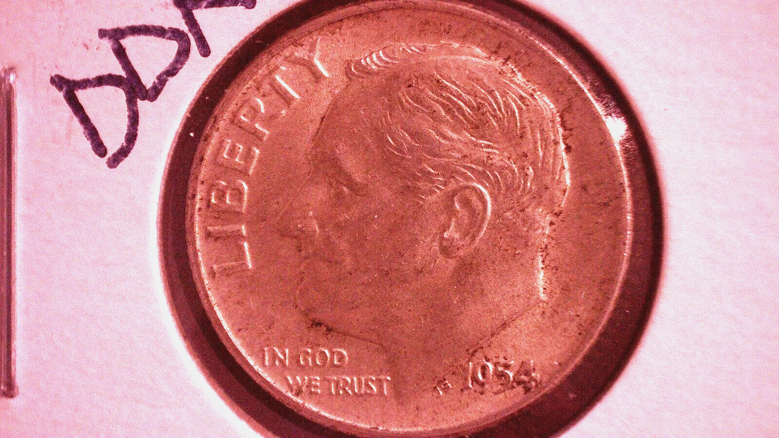 1954 d Roosevelt dime DDR Mintmark Doubled Die Mintmark EF #29