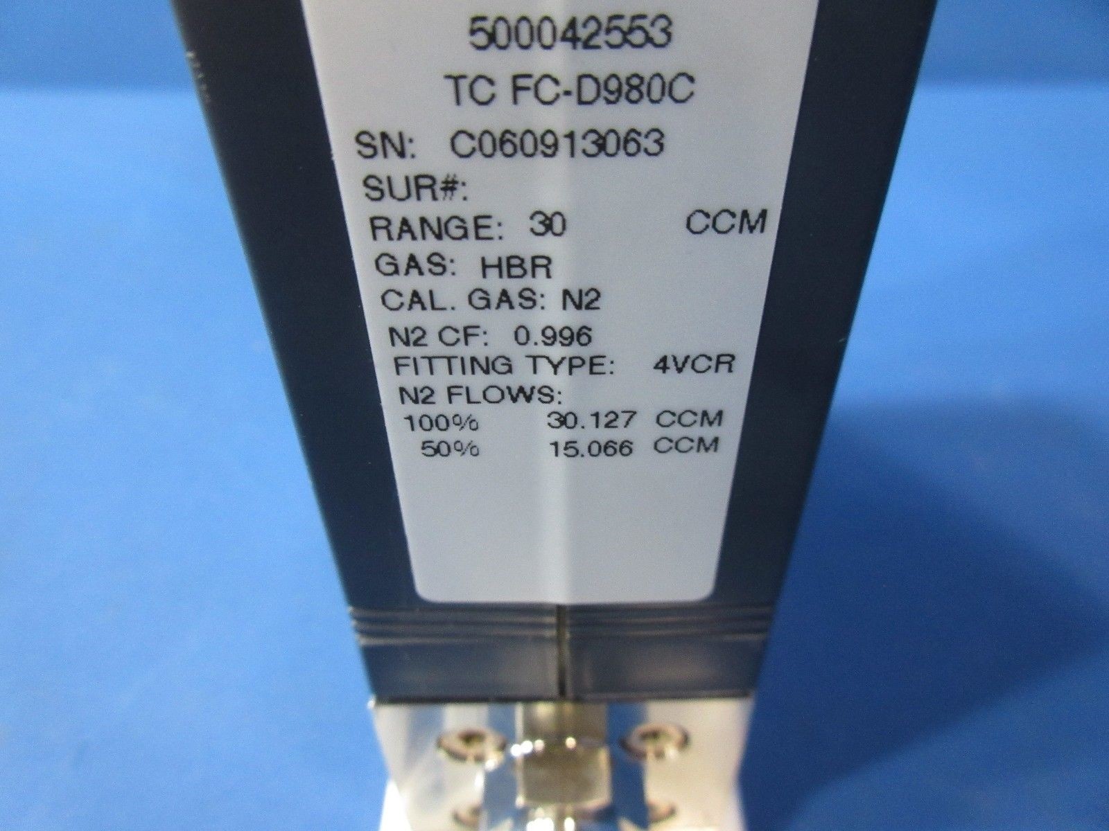 Aera FC-D980C Mass Flow Controller MFC 30 CCM HBr Used Working