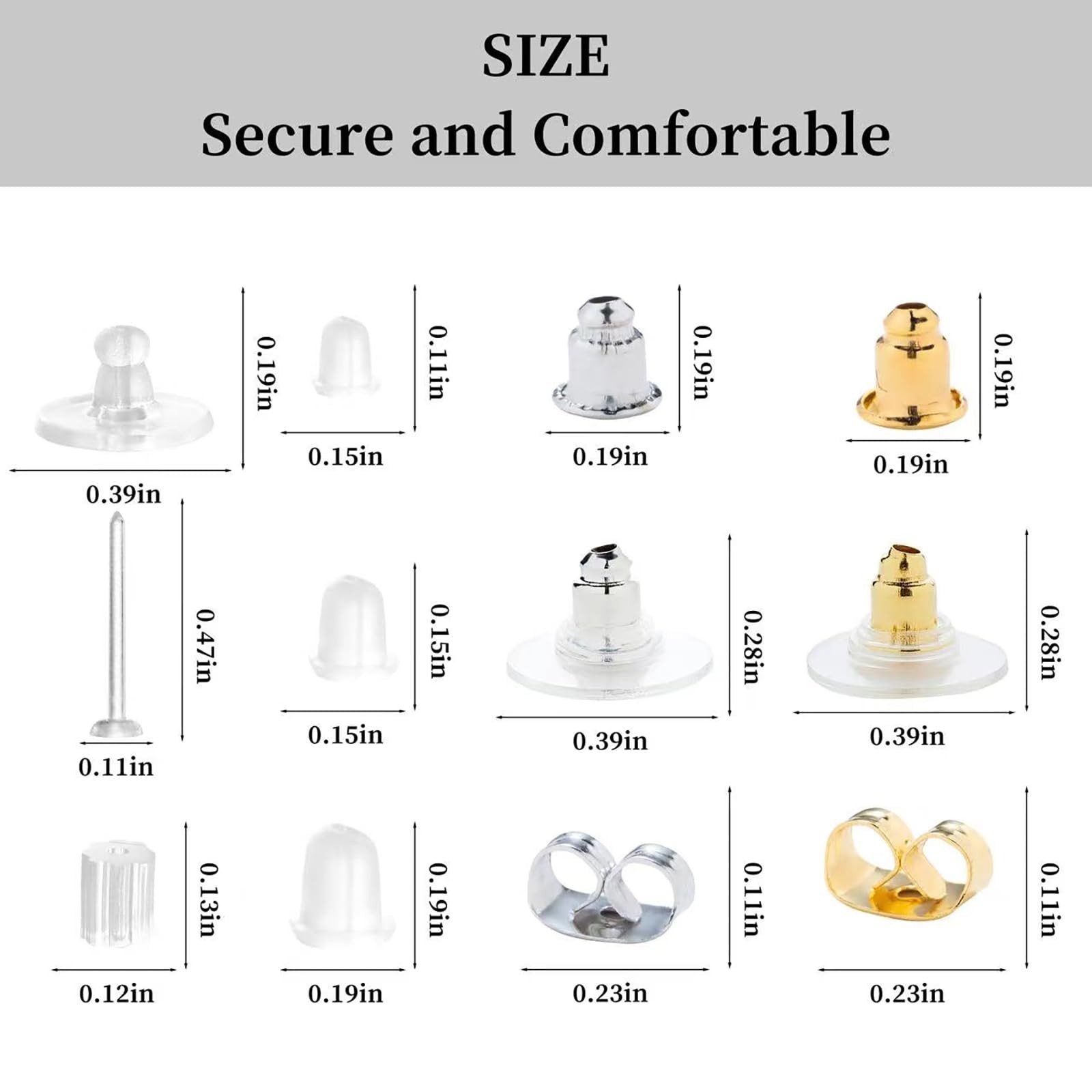 12 Styles 600 Pcs Earring Backs for Studs, Clear Plastic Earrings Hypoallergenic