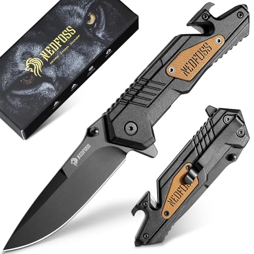 Pocket Knife AK10, 4 in 1 Pocket Tactical knife for Men Women, Hunting