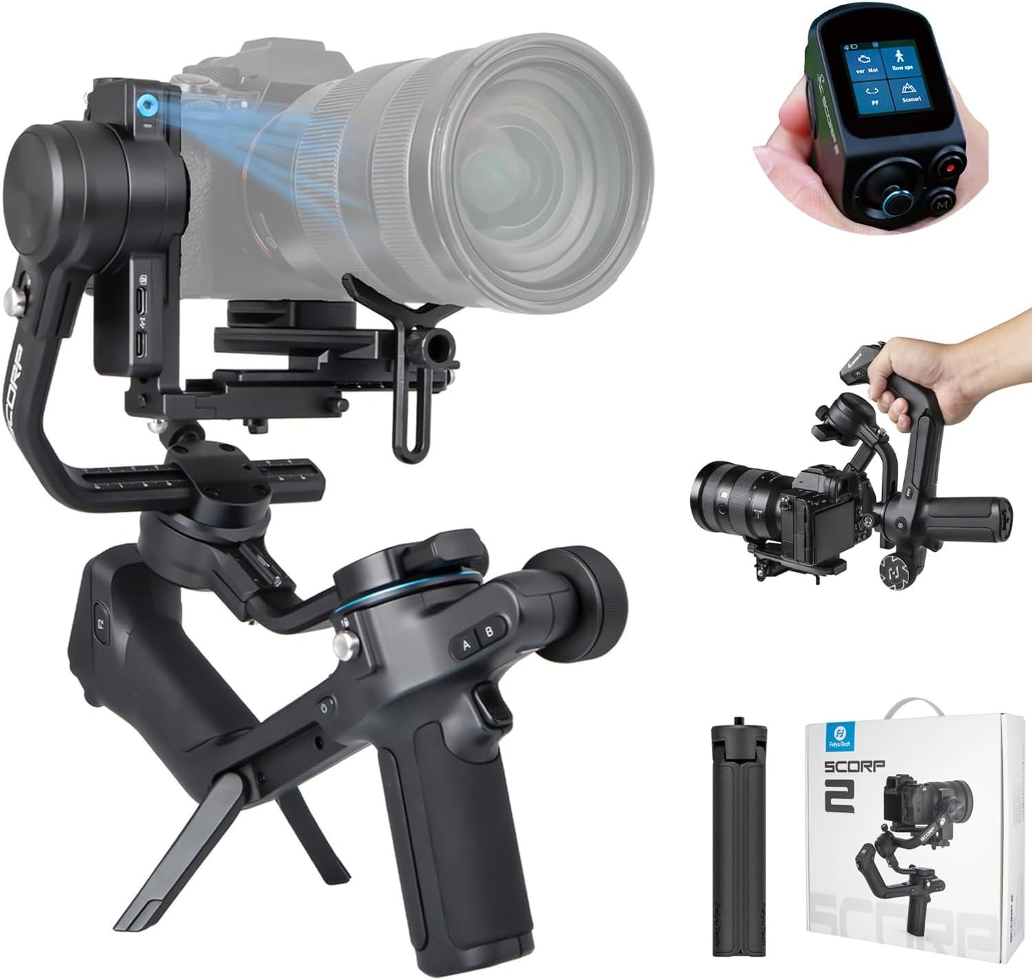 Feiyu SCORP 2 Camera Gimbal | AI Tracking Stabilizer for DSLR & Mirrorless 2.5kg